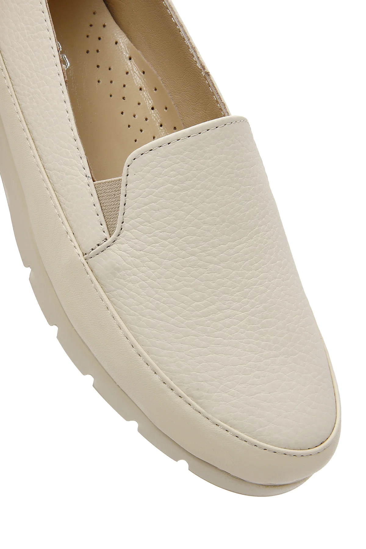 Kadın Krem Deri Comfort Loafer - Image 8