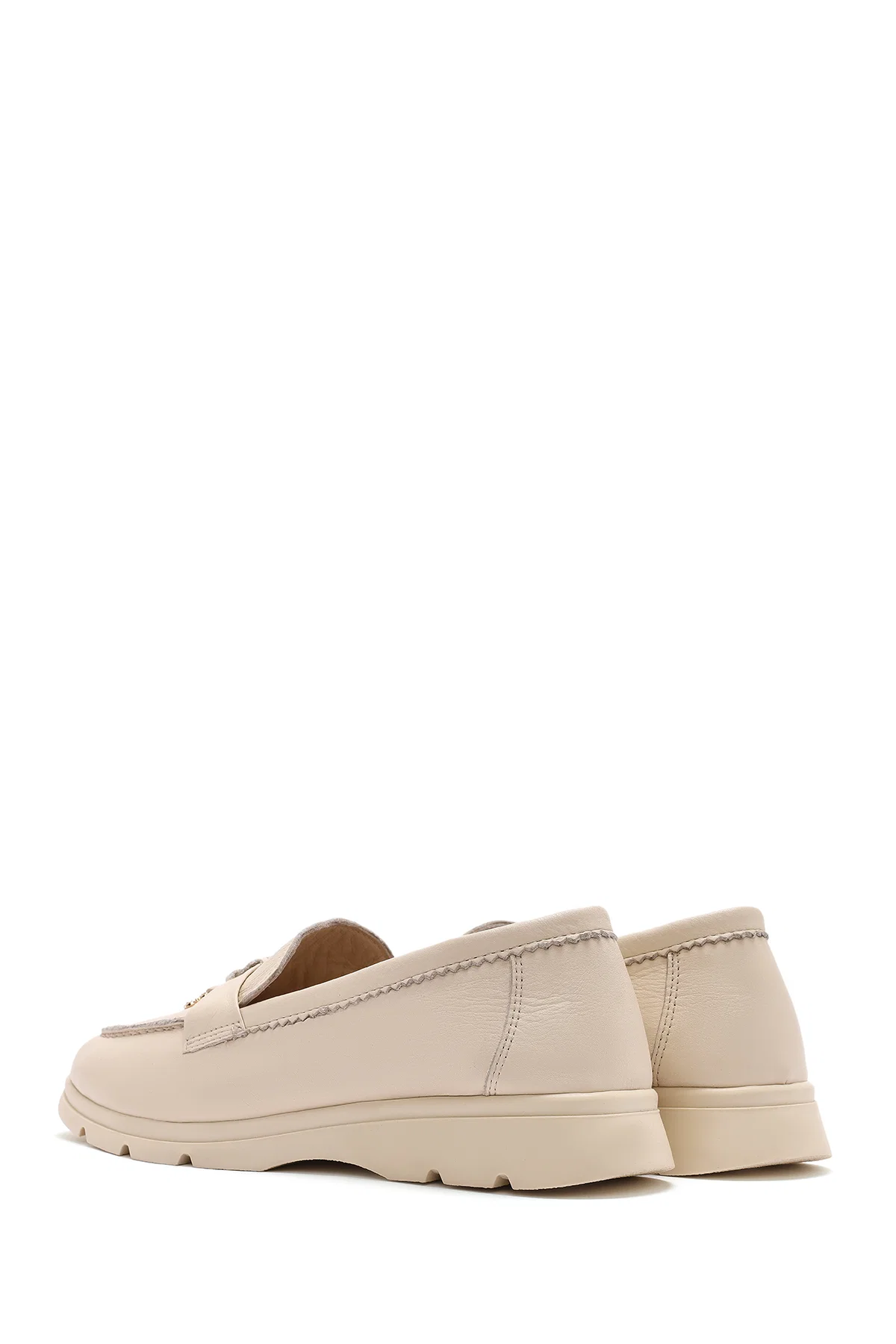 Kadın Krem Deri Comfort Loafer - Image 5