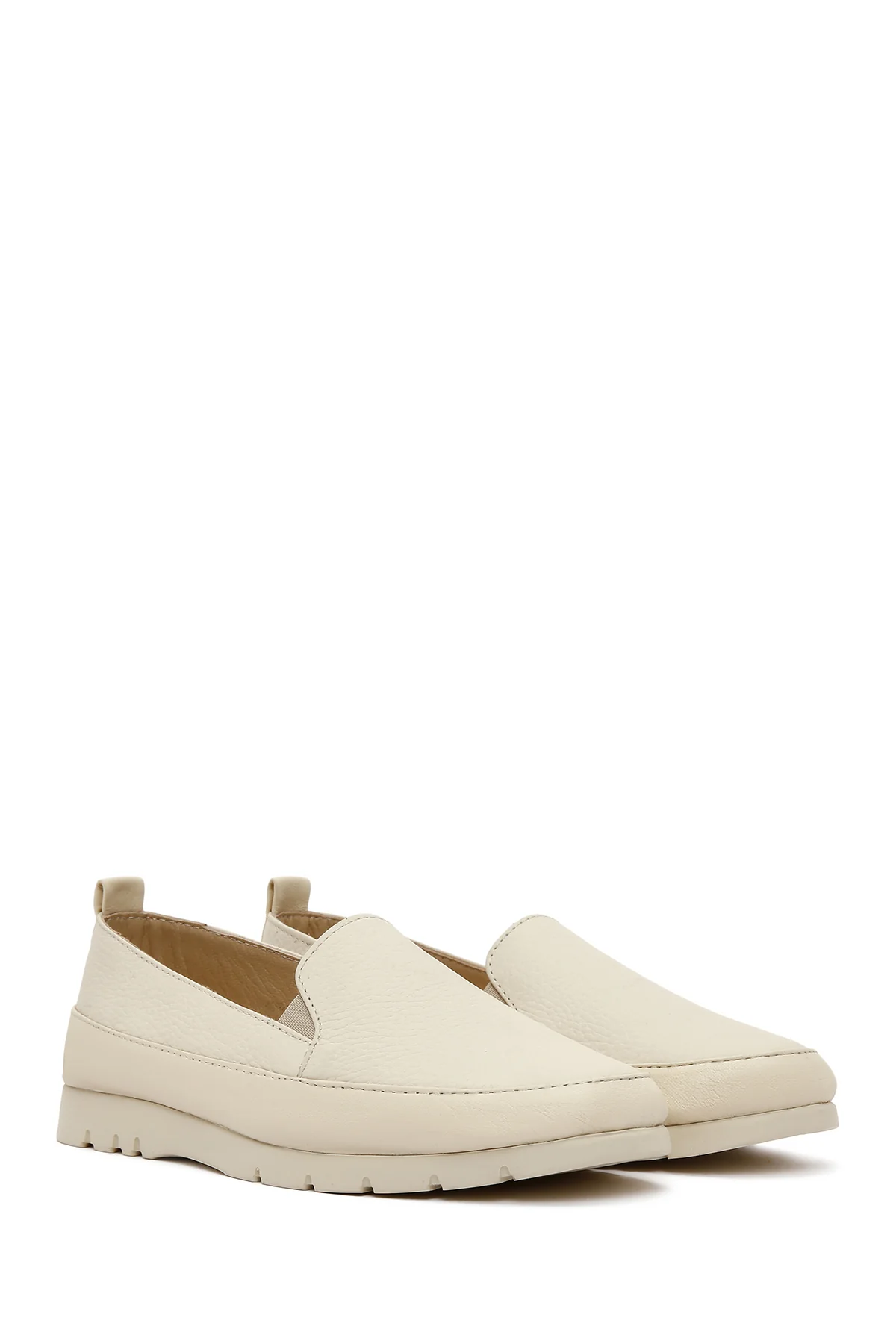 Kadın Krem Deri Konfor Loafer - Image 2