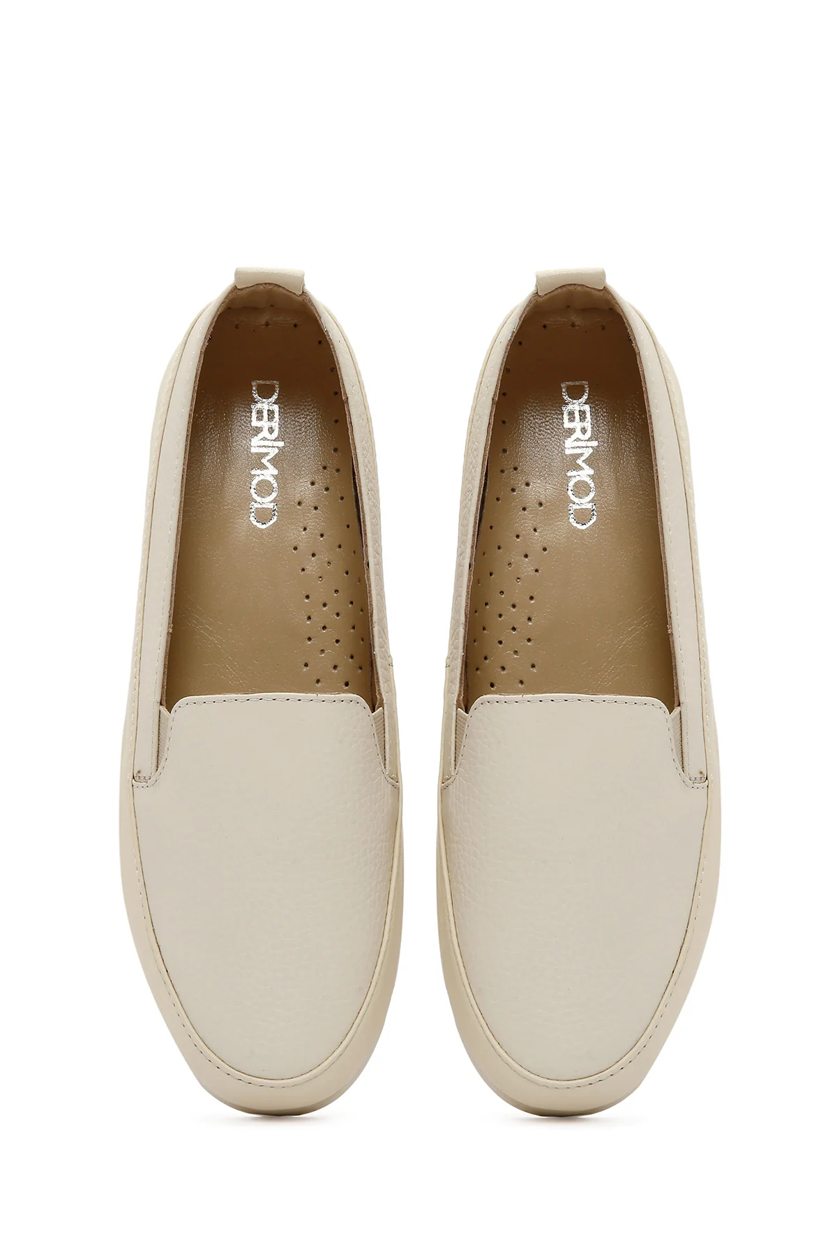 Kadın Krem Deri Konfor Loafer - Image 3