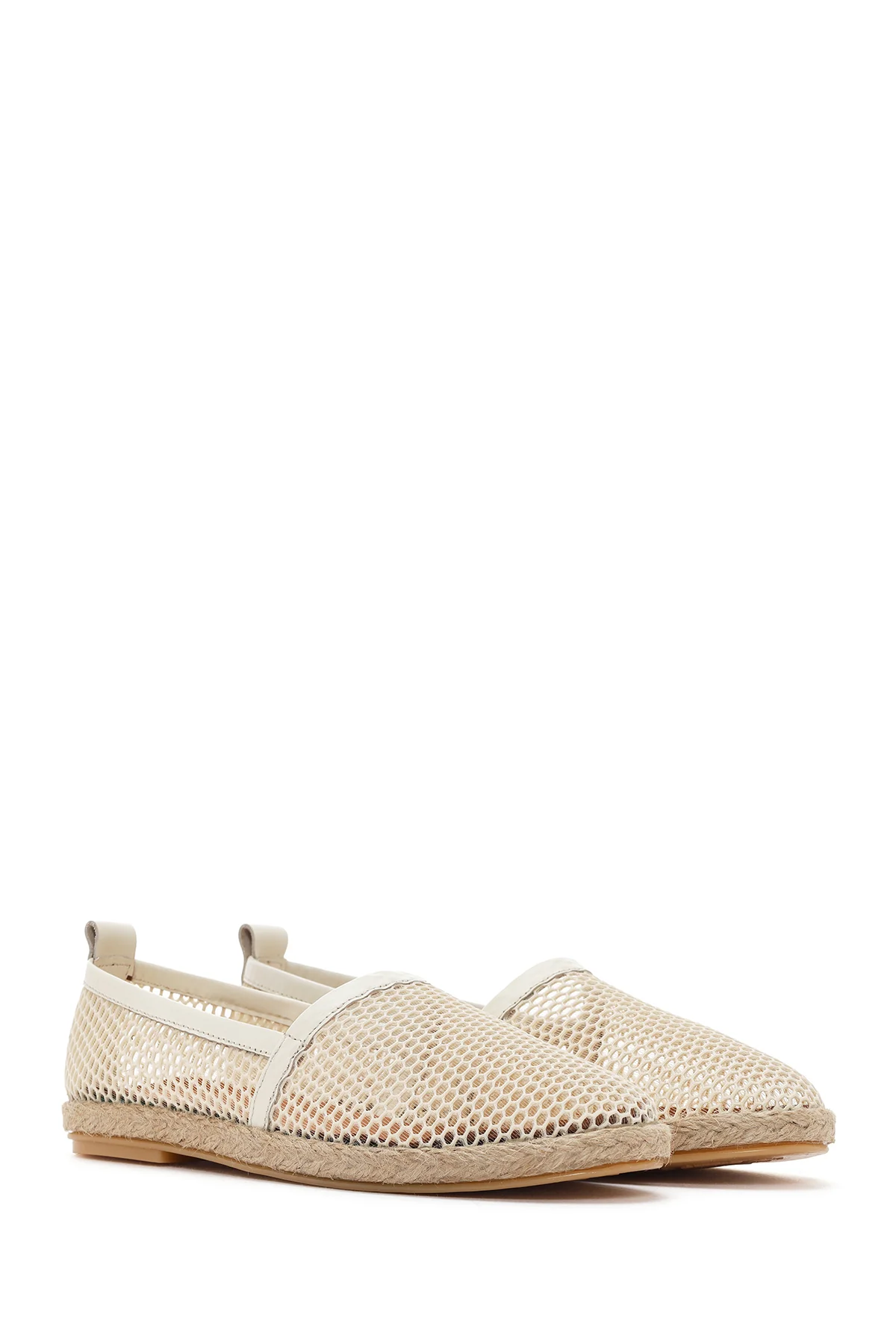 Kadın Krem Deri Espadril - Image 3