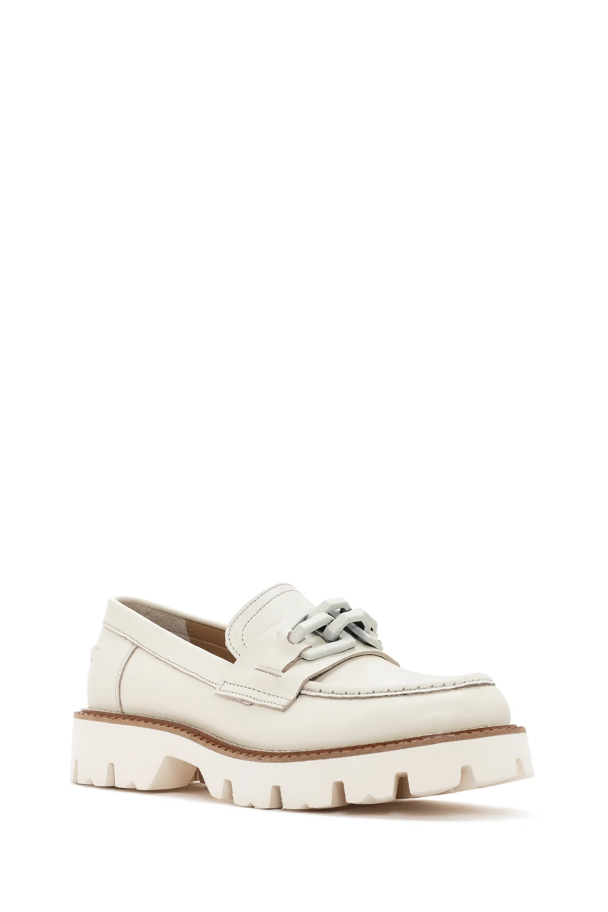Kadın Krem Deri Maskülen Loafer - Image 6