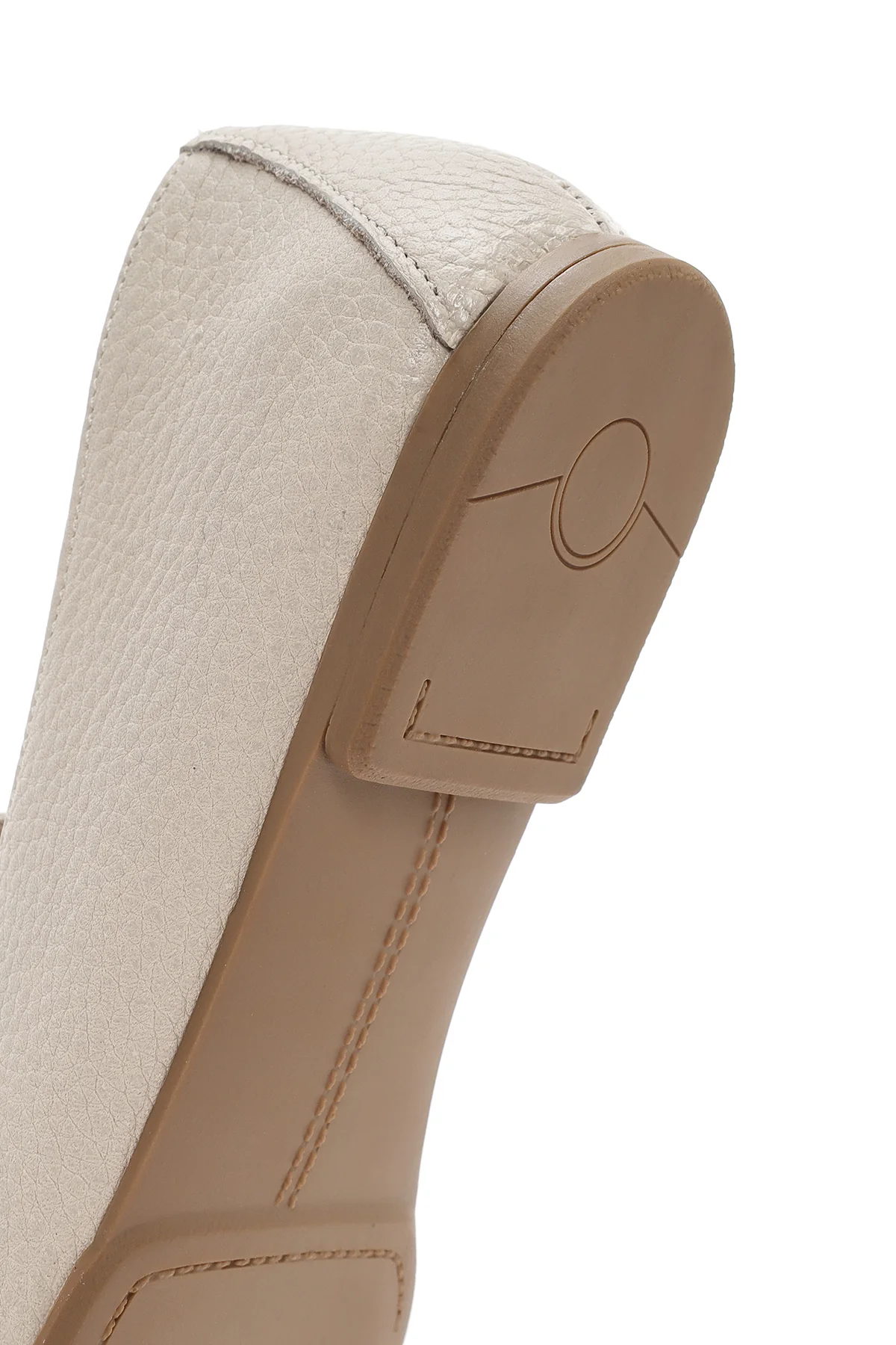 Kadın Krem Deri Maskülen Loafer - Image 8