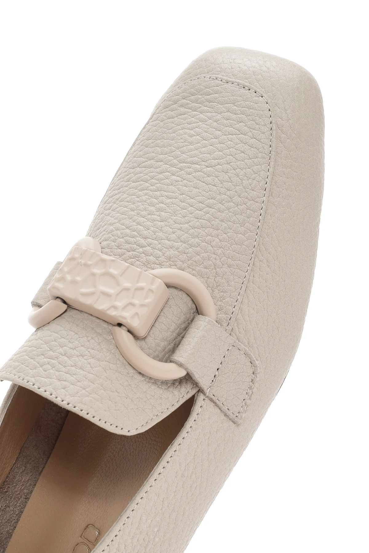 Kadın Krem Deri Maskülen Loafer - Image 9