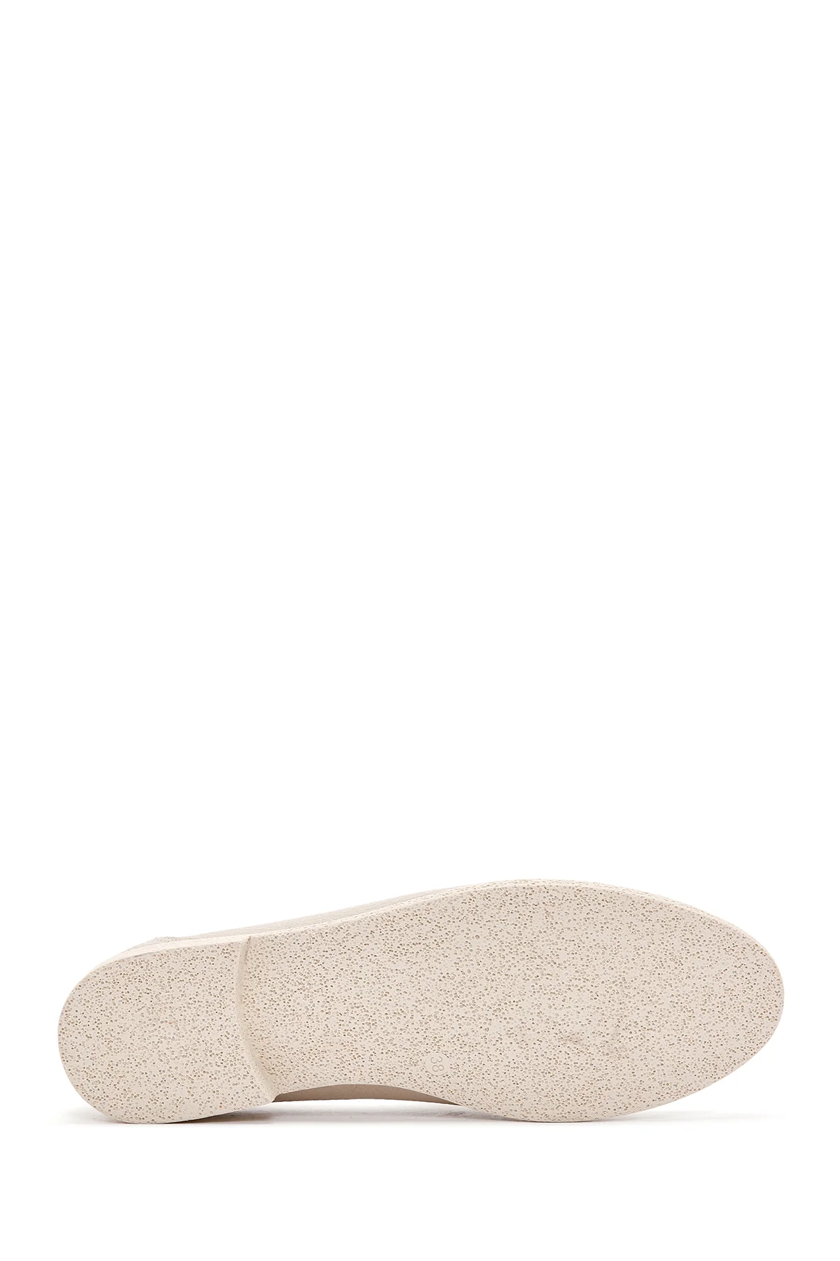 Kadın Krem Deri Maskülen Loafer - Image 4