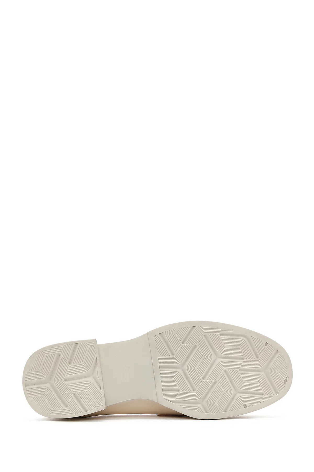 Kadın Krem Deri Maskülen Loafer - Image 4