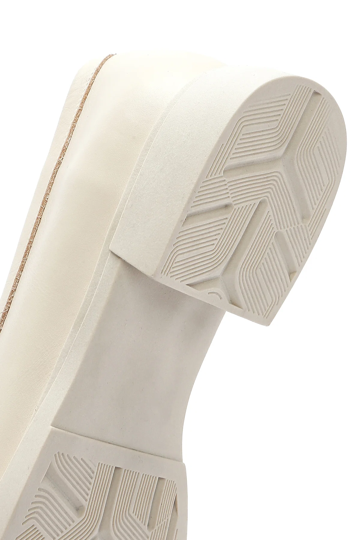 Kadın Krem Deri Maskülen Loafer - Image 9