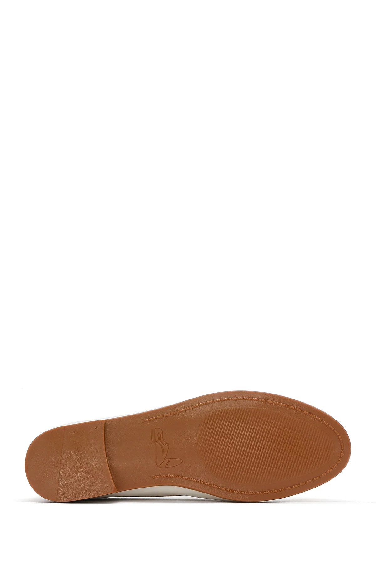 Kadın Krem Deri Maskülen Loafer - Image 4