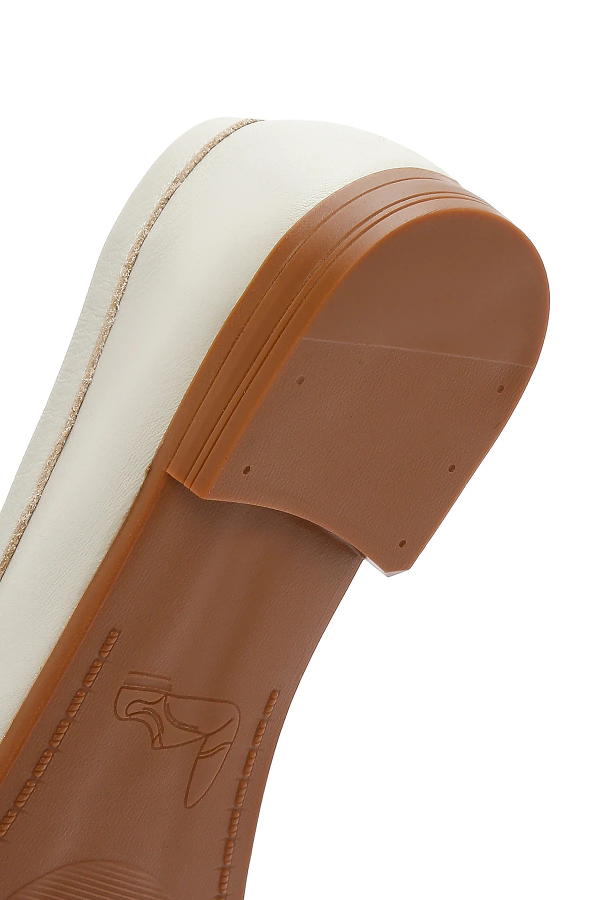 Kadın Krem Deri Maskülen Loafer - Image 10