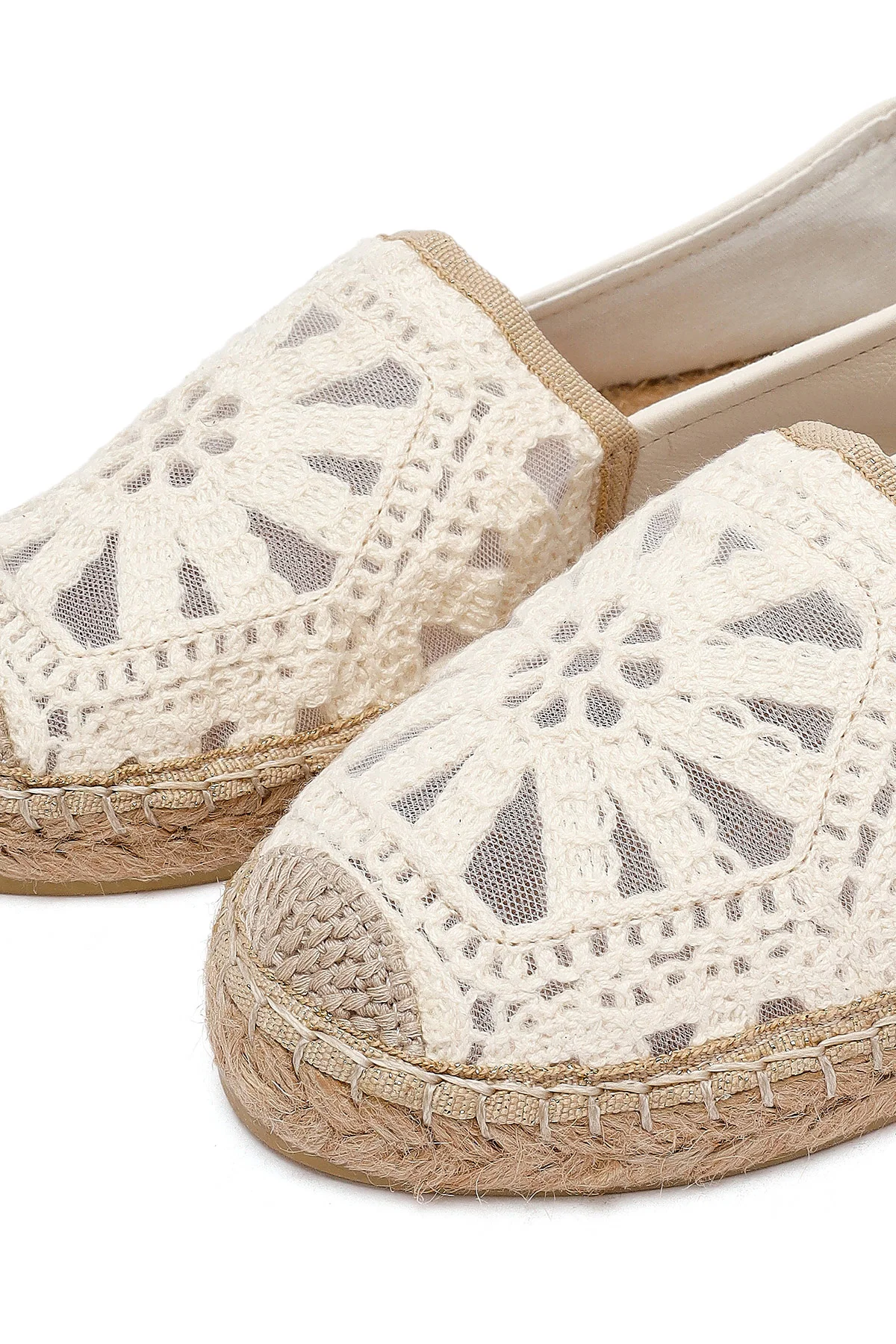 Kadın Krem Desenli Espadril - Image 10