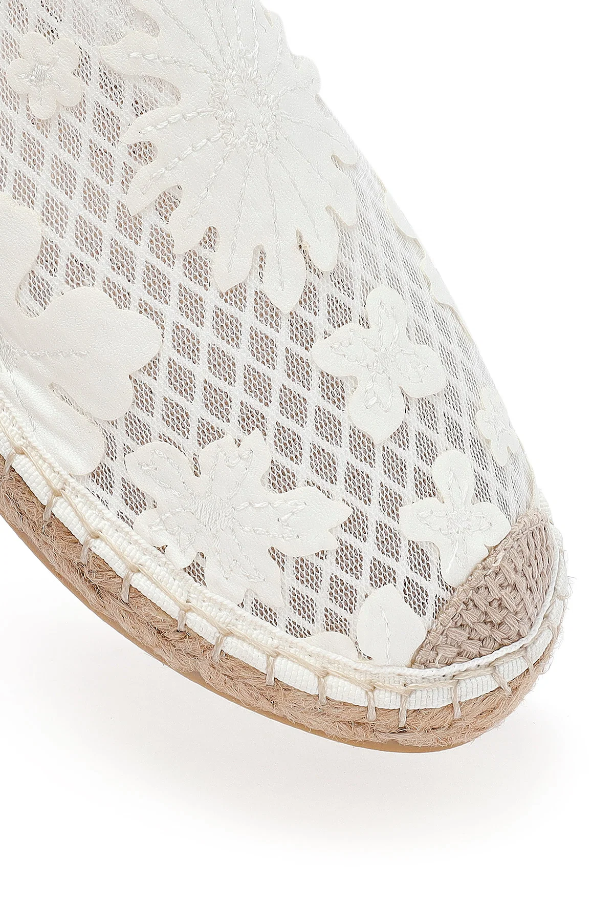 Kadın Krem Desenli Espadril Terlik - Image 10