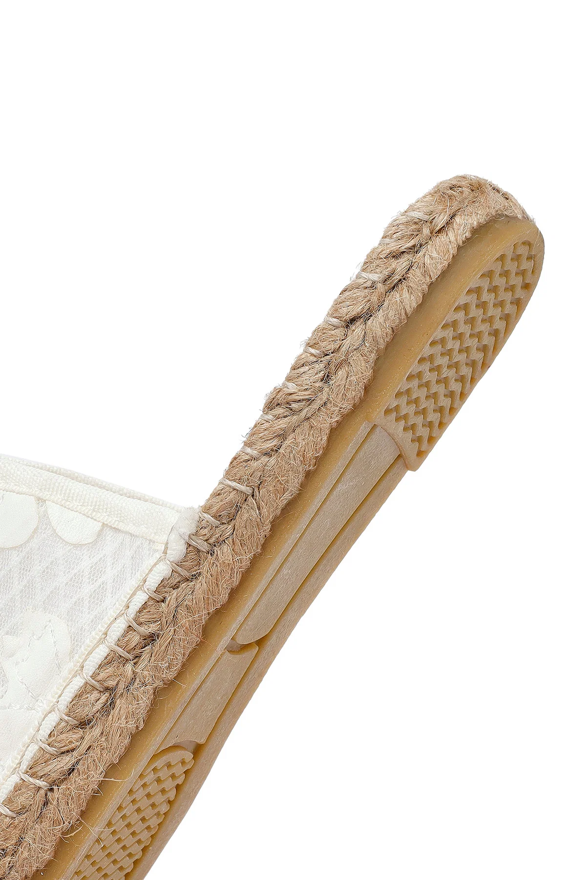 Kadın Krem Desenli Espadril Terlik - Image 8