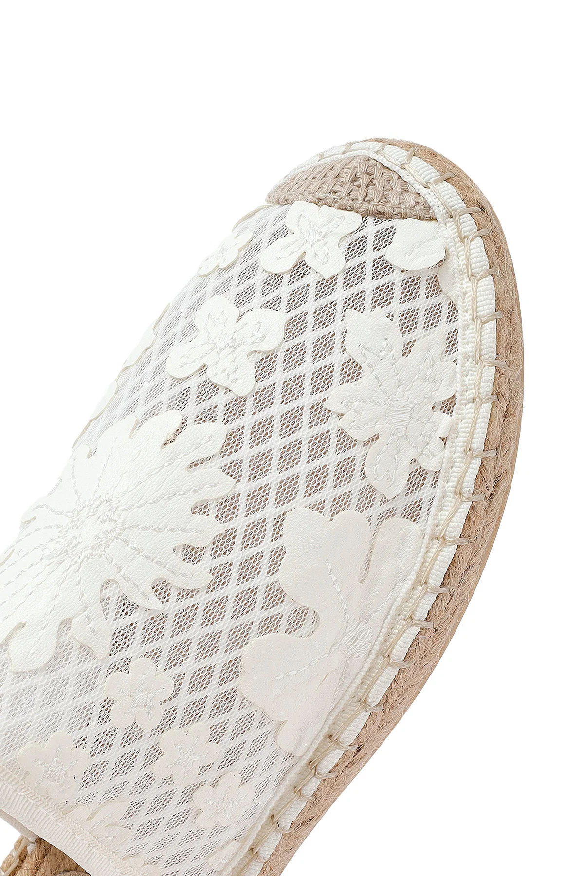 Kadın Krem Desenli Espadril Terlik - Image 9