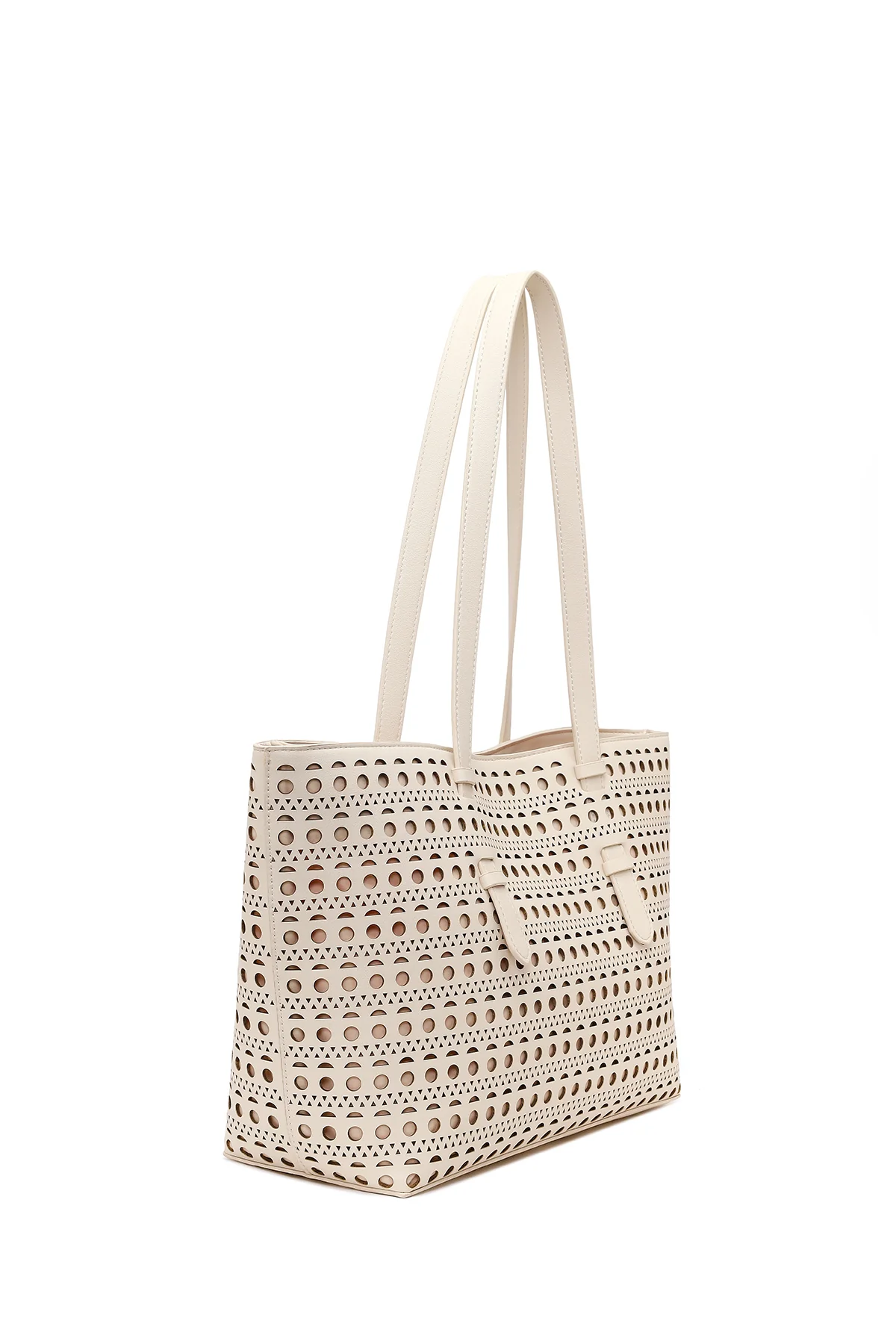 Kadın Krem Desenli Omuz Çantası - Image 6