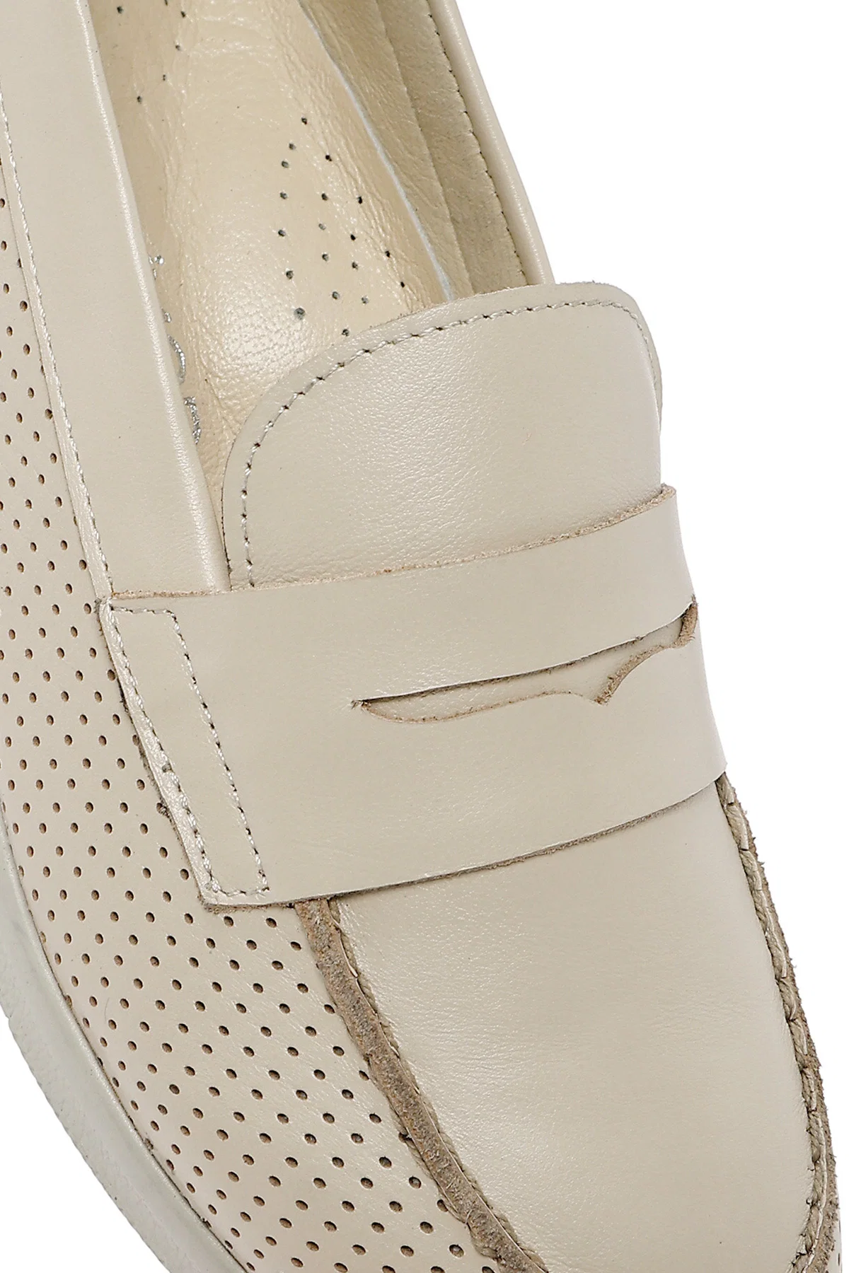 Kadın Krem Dolgu Topuklu Deri Comfort Loafer - Image 9