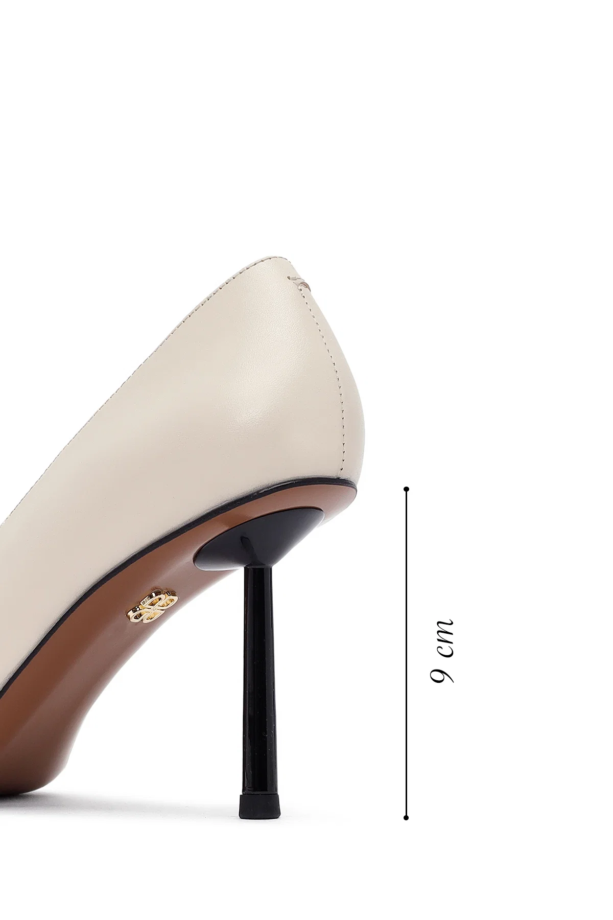 Kadın Krem İnce Topuklu Deri Stiletto - Image 2