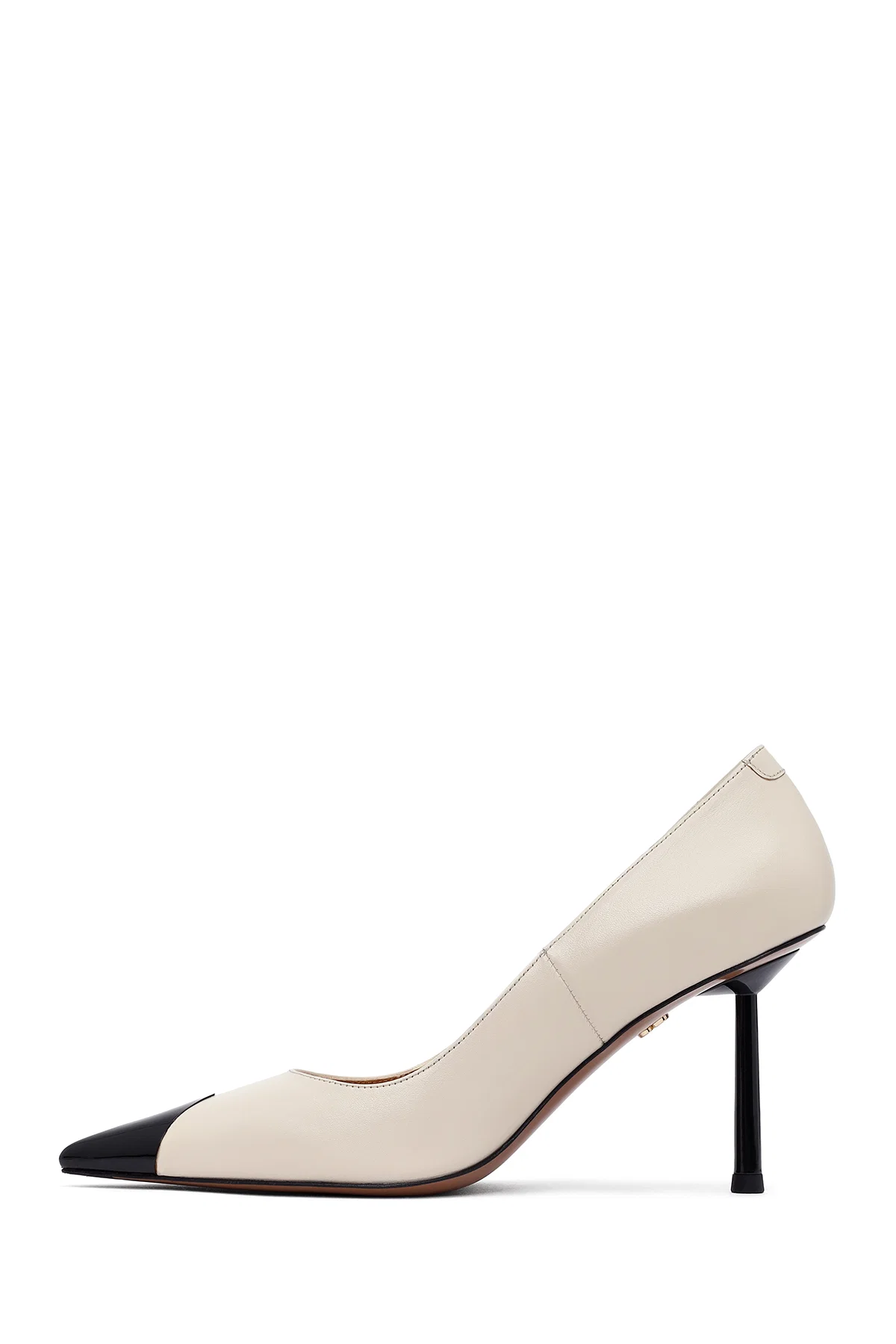 Kadın Krem İnce Topuklu Deri Stiletto - Image 5