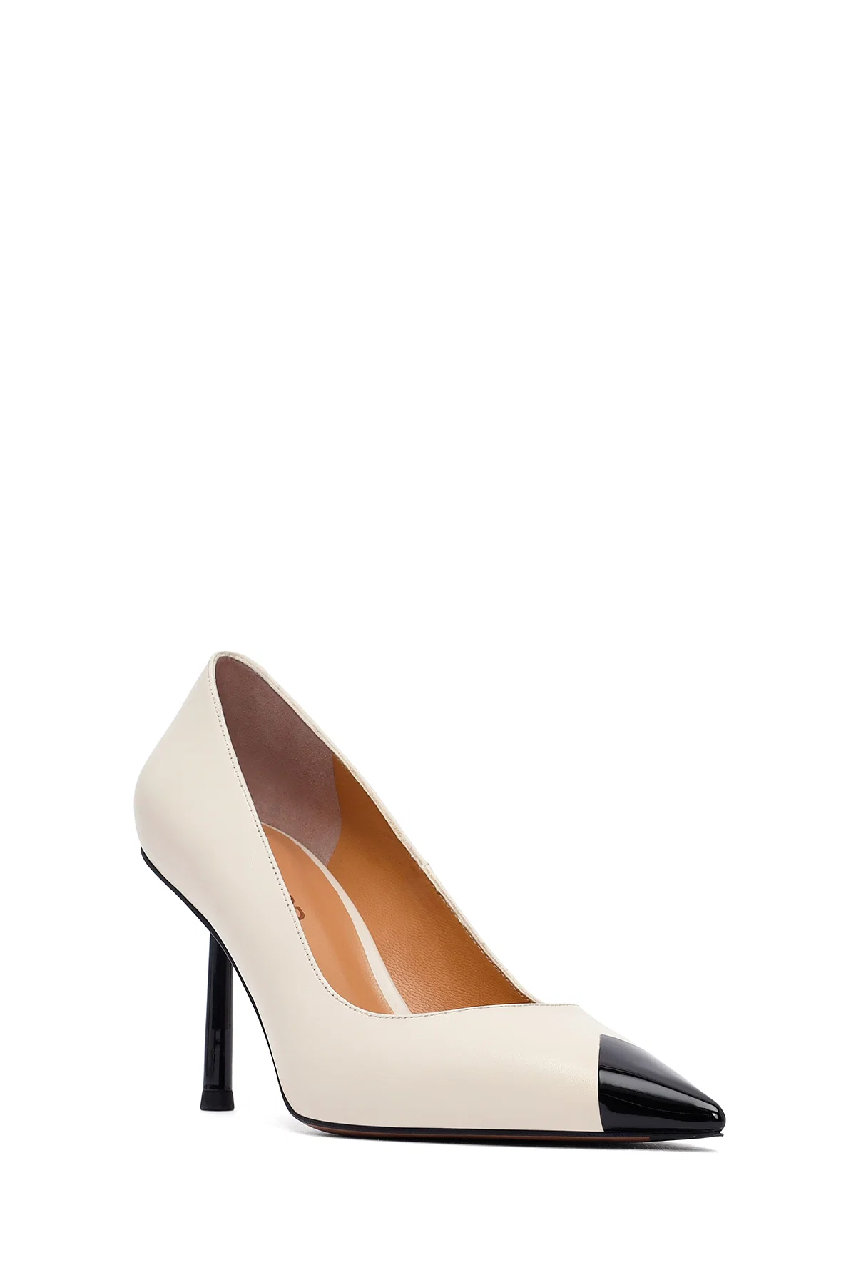Kadın Krem İnce Topuklu Deri Stiletto - Image 8