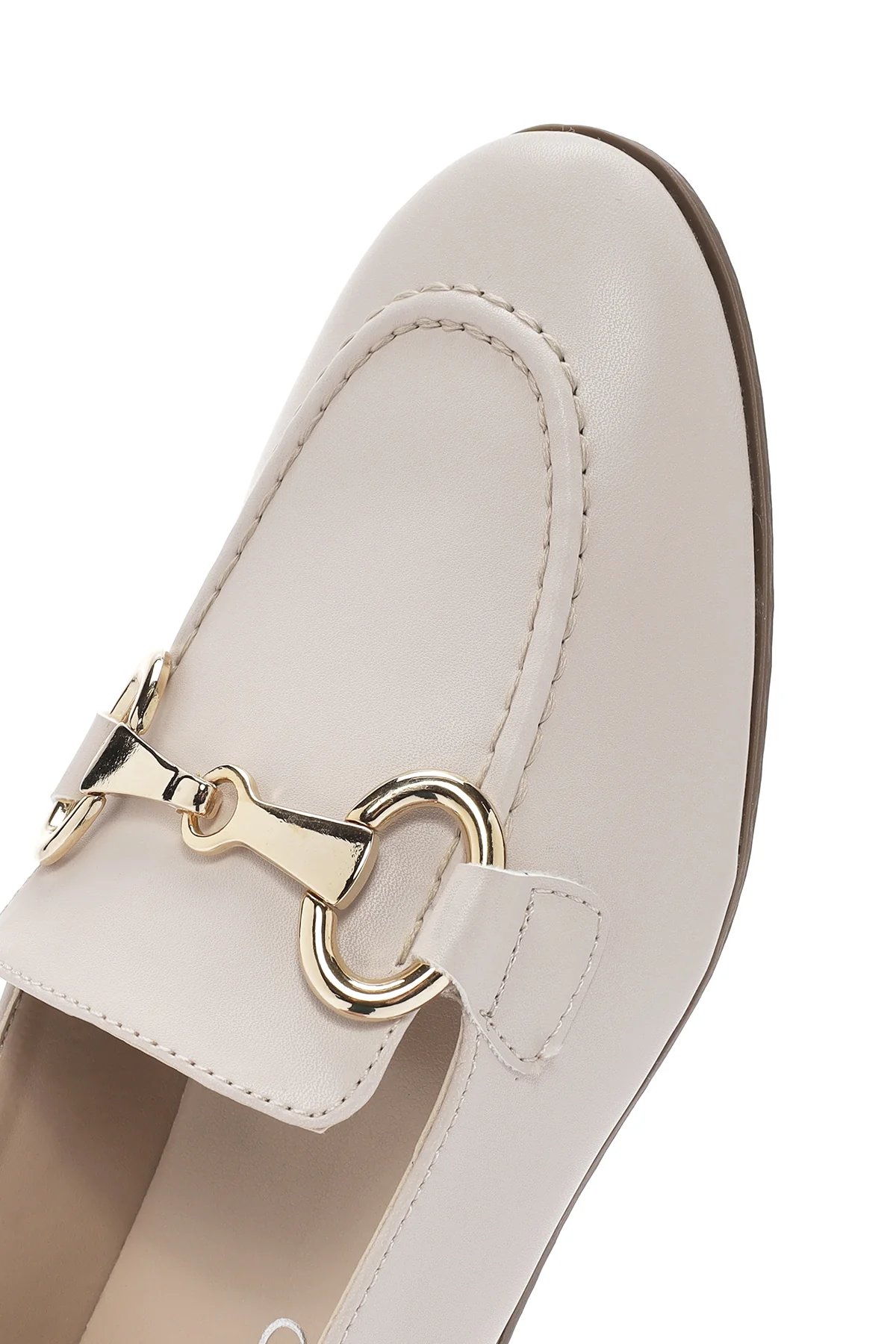 Kadın Krem Maskülen Loafer - Image 9