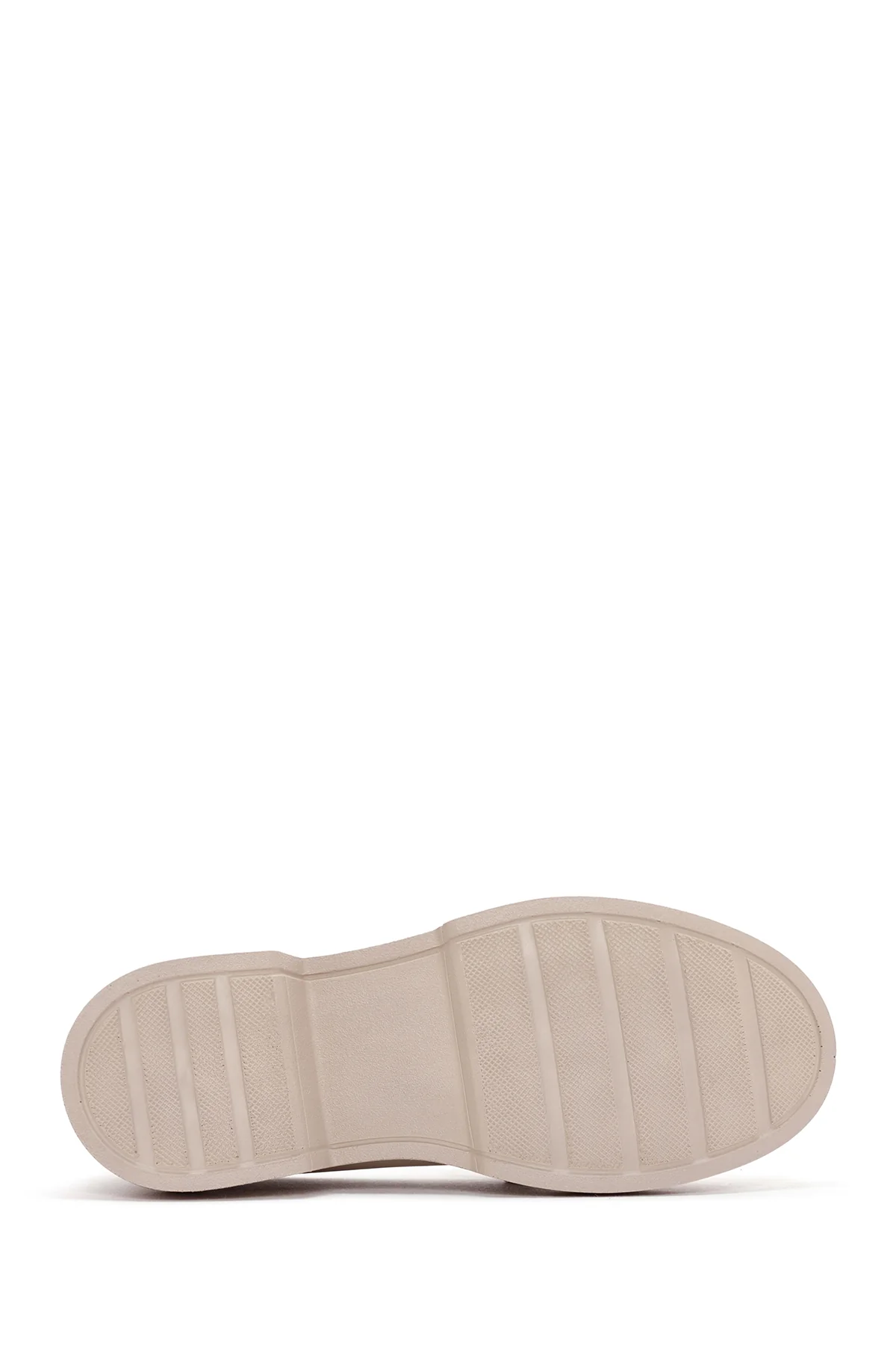 Kadın Krem Püsküllü Deri Casual Loafer - Image 4