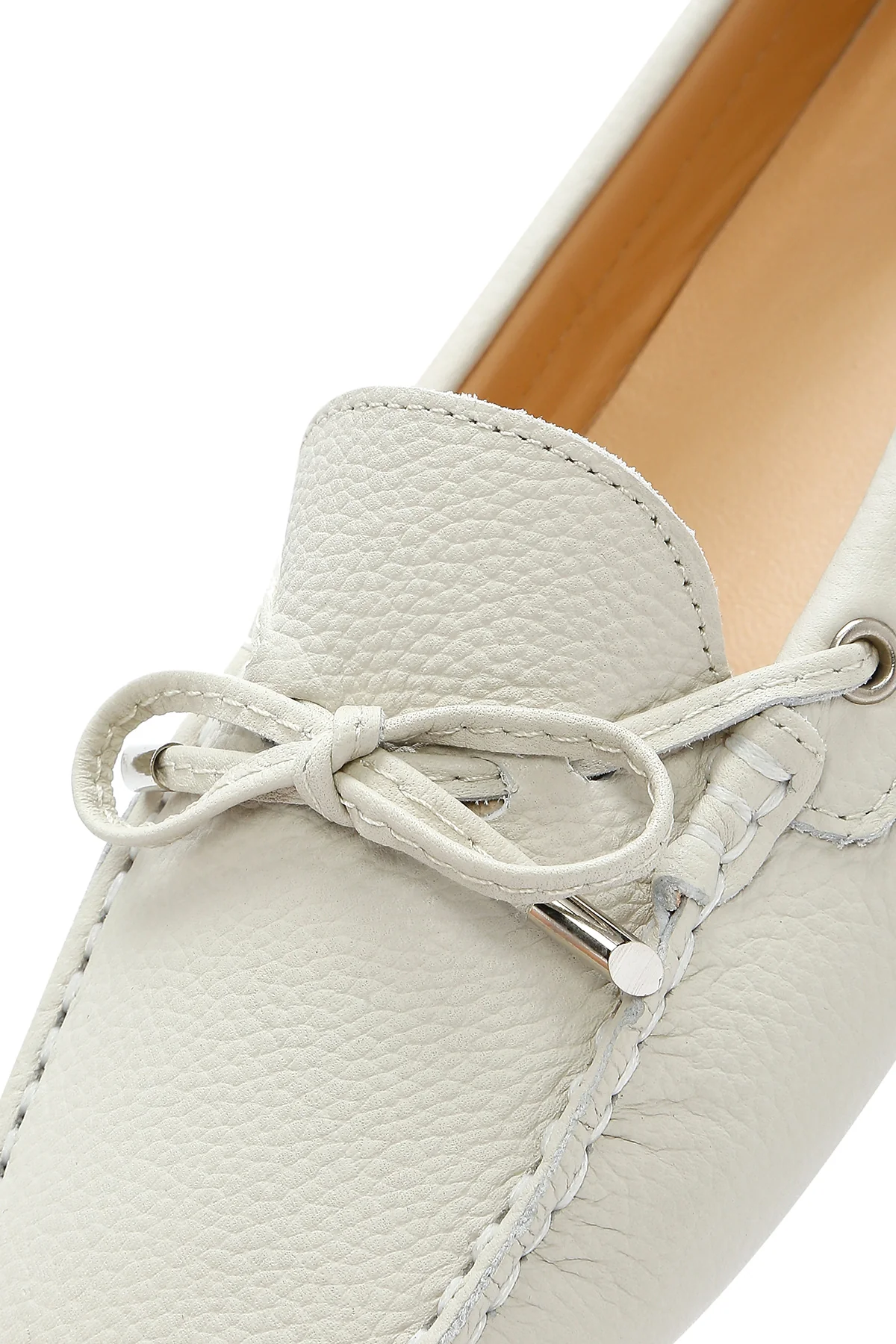 Kadın Krem Deri Loafer - Image 10