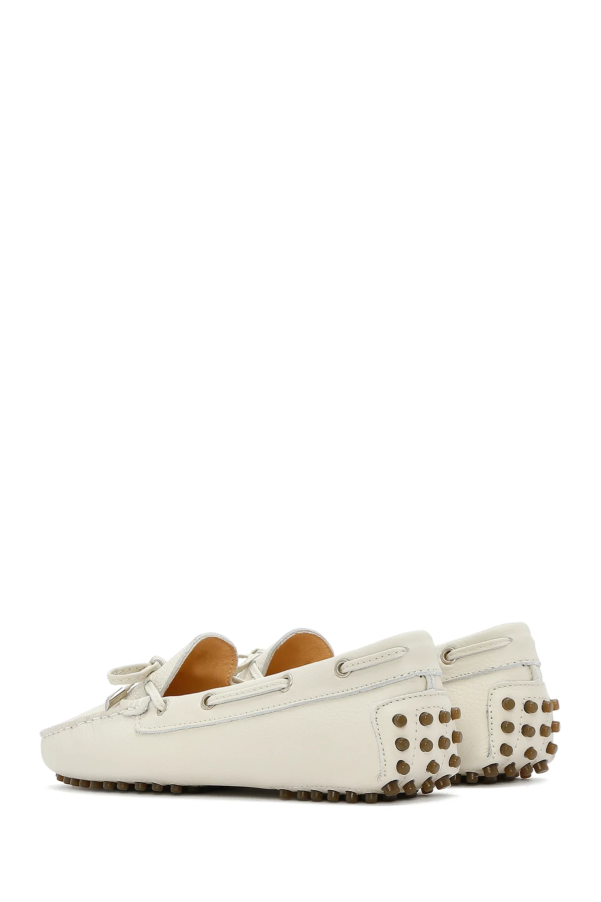 Kadın Krem Deri Loafer - Image 6