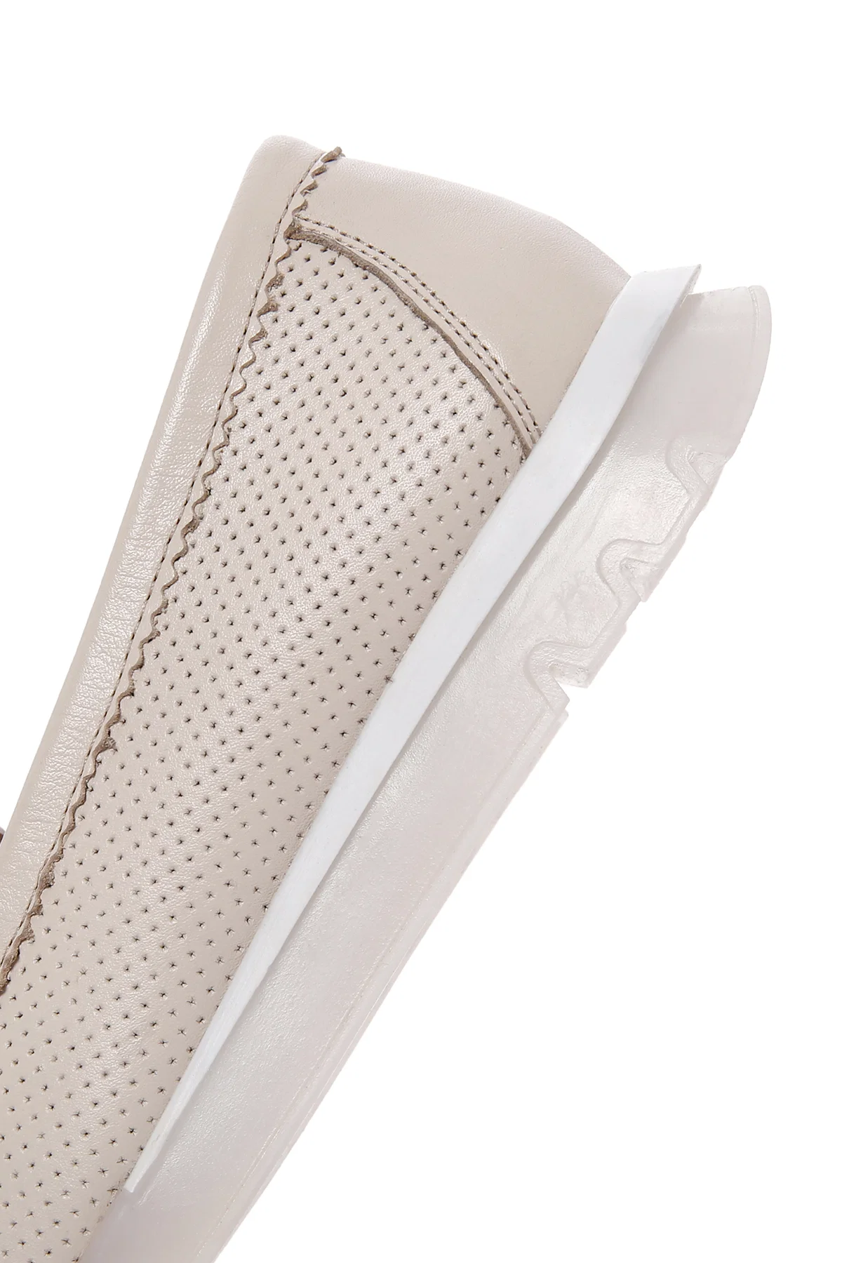 Kadın Krem Tokalı Deri Comfort Loafer - Image 8