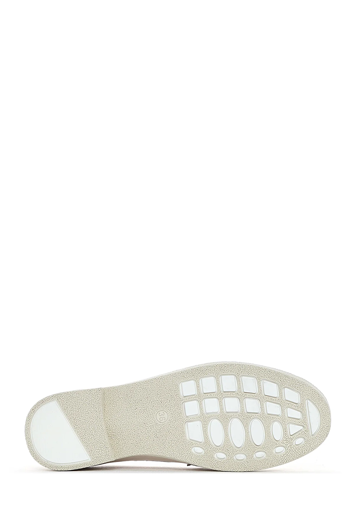 Kadın Krem Tokalı Deri Loafer - Image 6