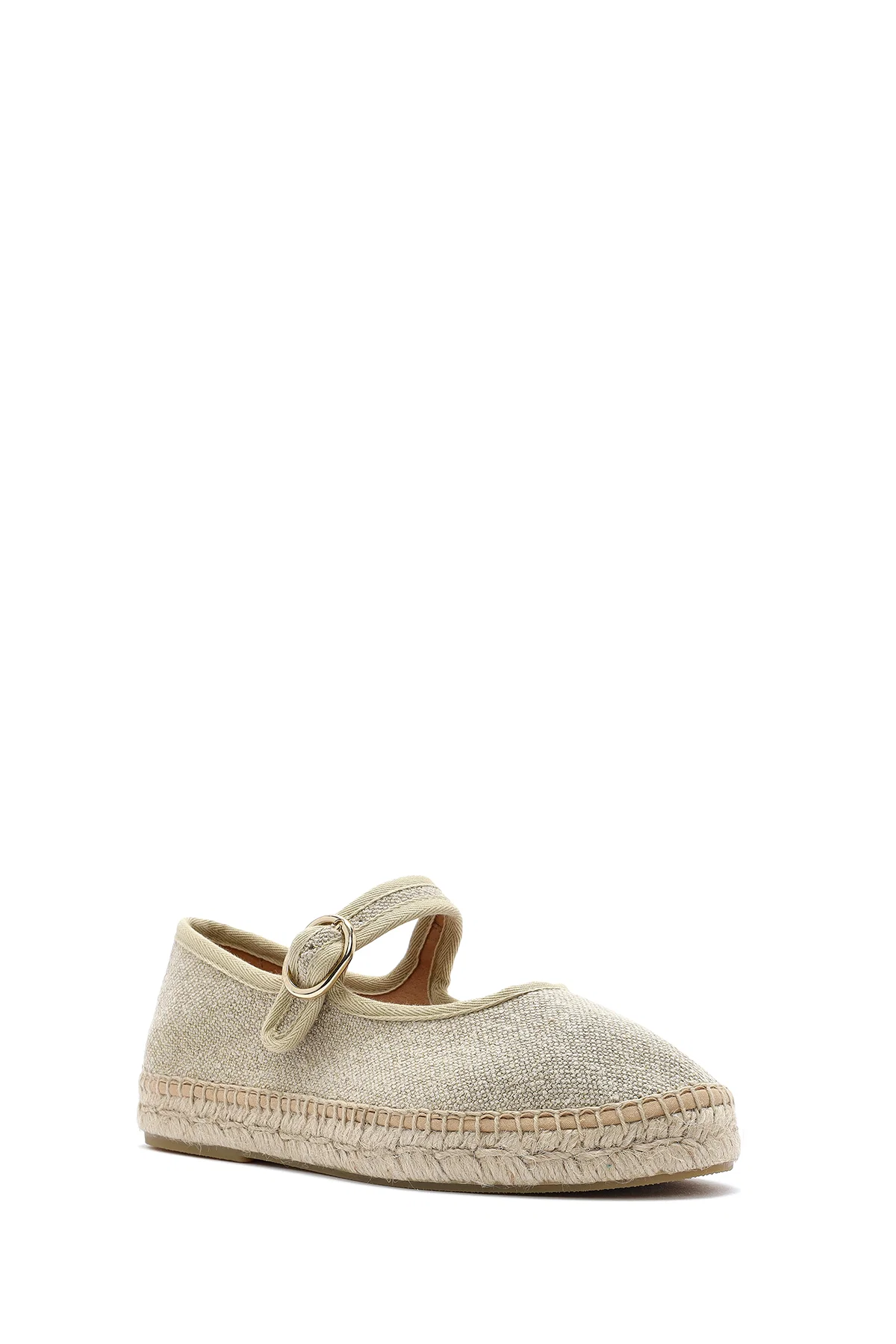 Kadın Krem Tokalı Kumaş Espadril - Image 6