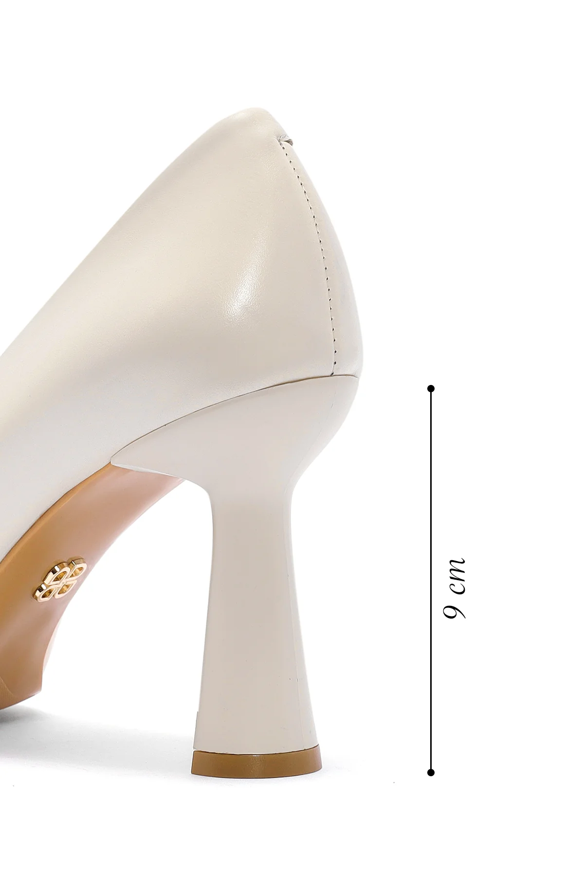 Kadın Krem Topuklu Deri Stiletto - Image 2