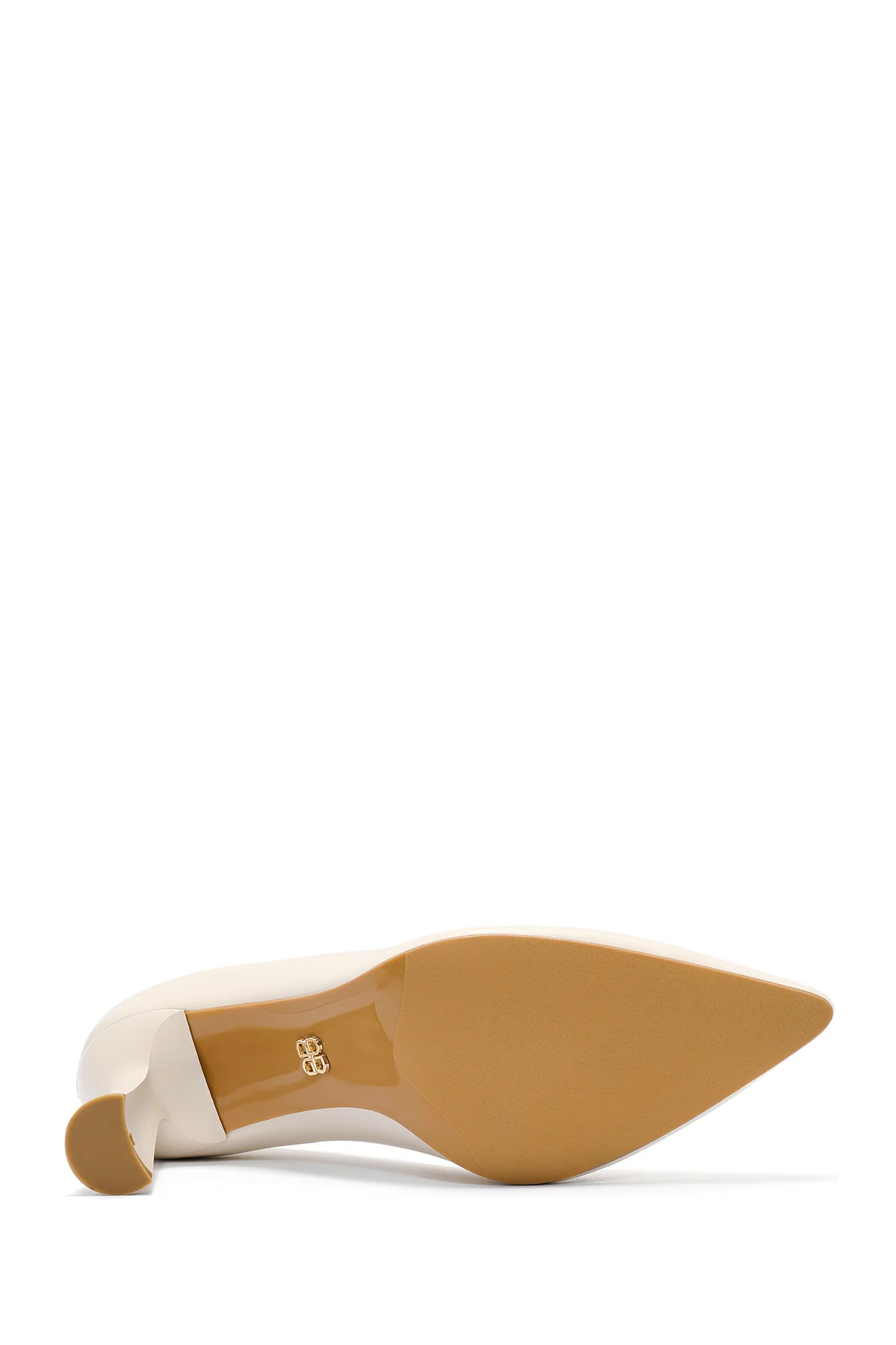 Kadın Krem Topuklu Deri Stiletto - Image 5