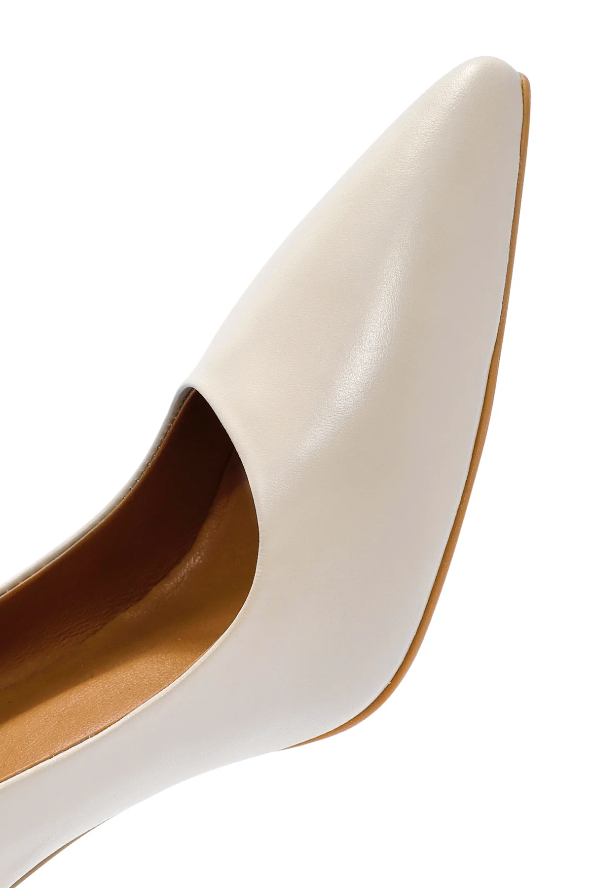Kadın Krem Topuklu Deri Stiletto - Image 9