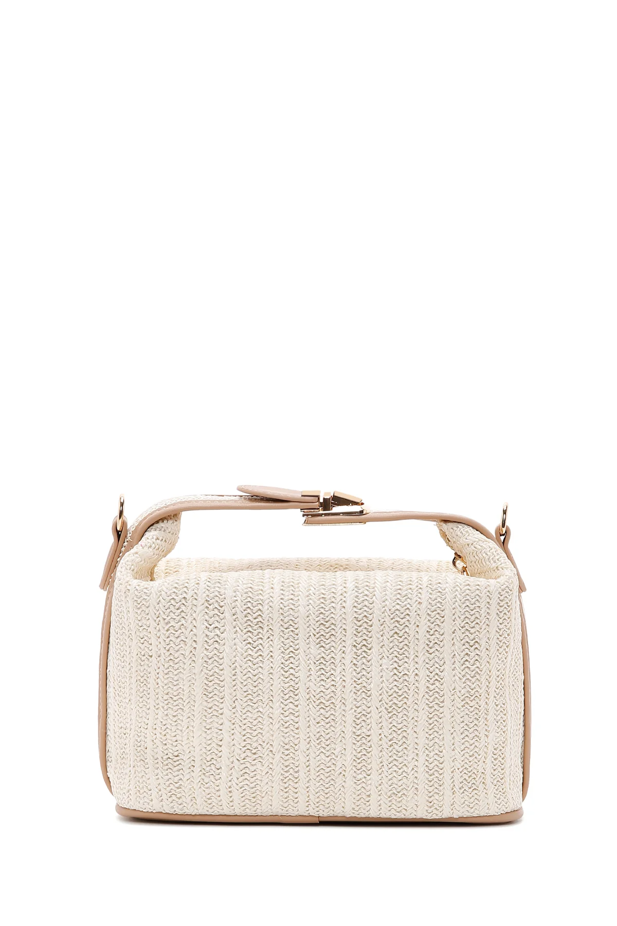 Kadın Krem Uzun Askılı Hasır Kol Çantası - Image 5