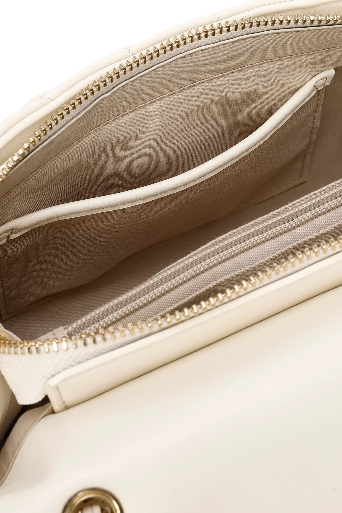 Kadın Krem Uzun Askılı Kapitone Desenli Omuz Çantası - Image 11