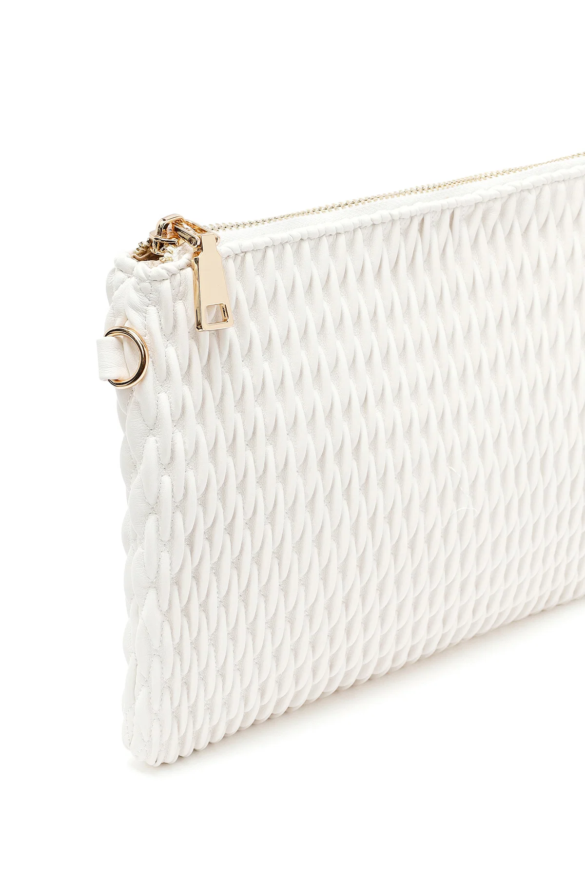 Kadın Krem Uzun Zincir Askılı Baskılı Portföy Çanta - Image 9