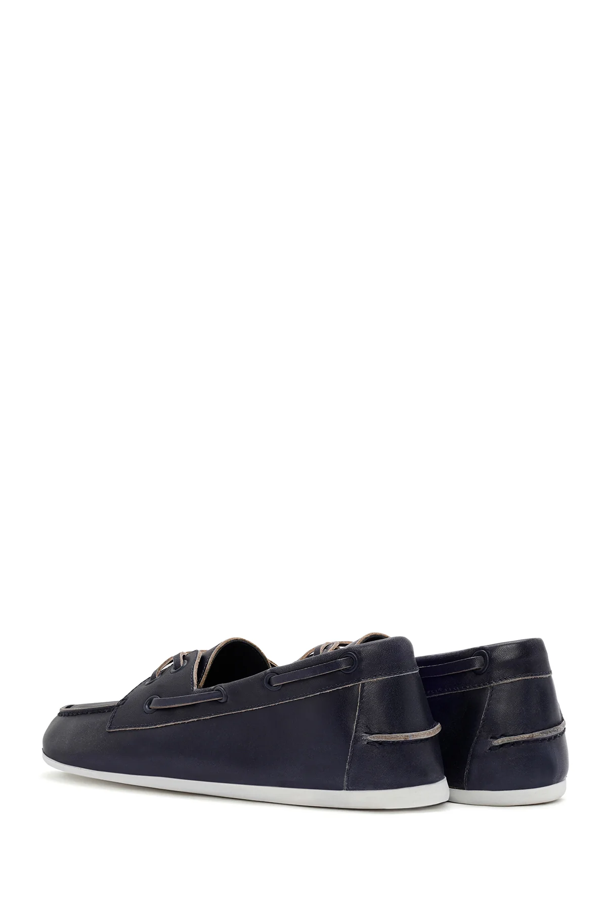 Kadın Lacivert Deri Maskülen Loafer - Image 5