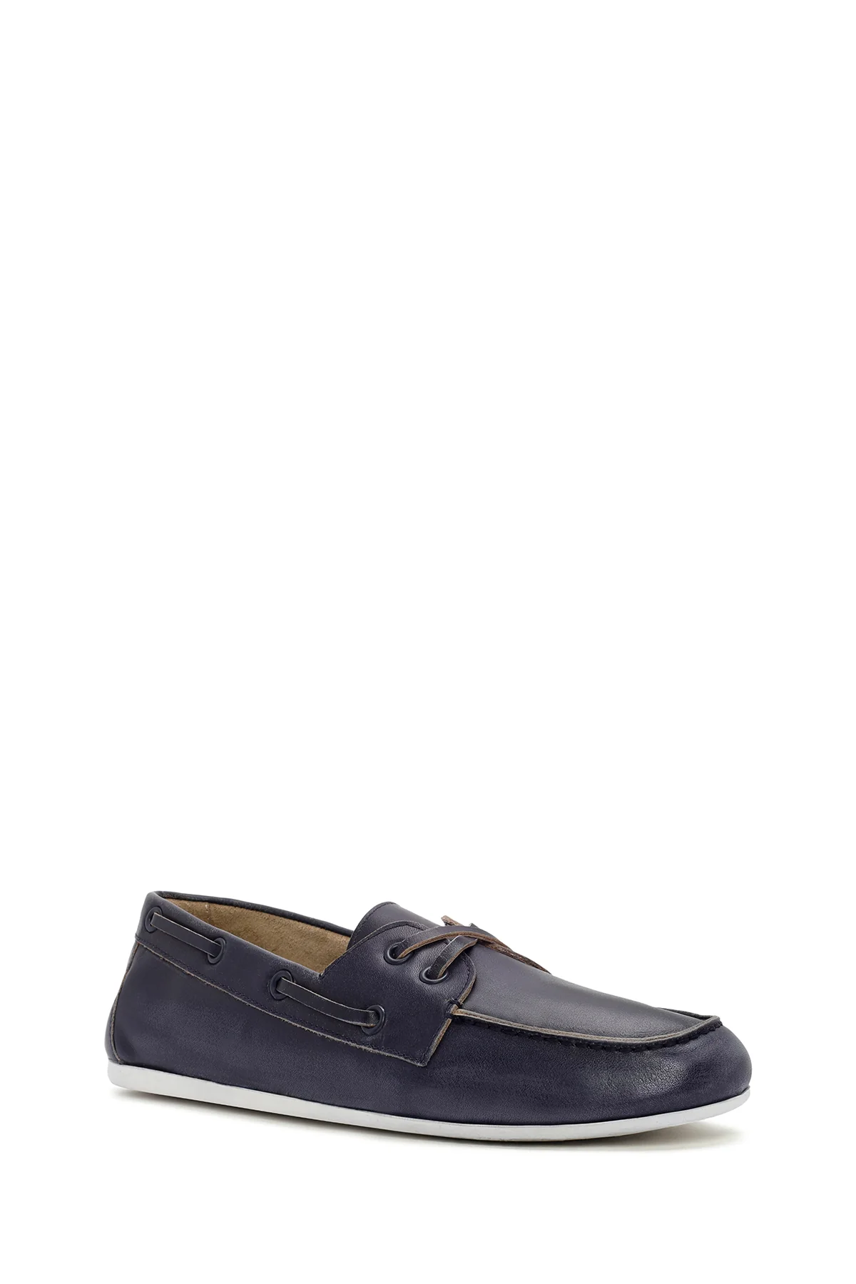 Kadın Lacivert Deri Maskülen Loafer - Image 6