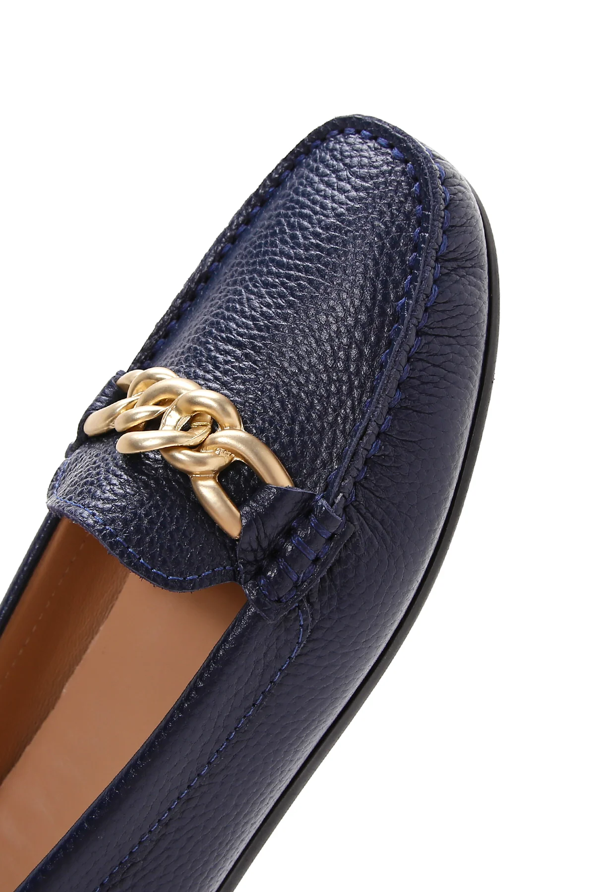 Kadın Lacivert Deri Tokalı Loafer - Image 10