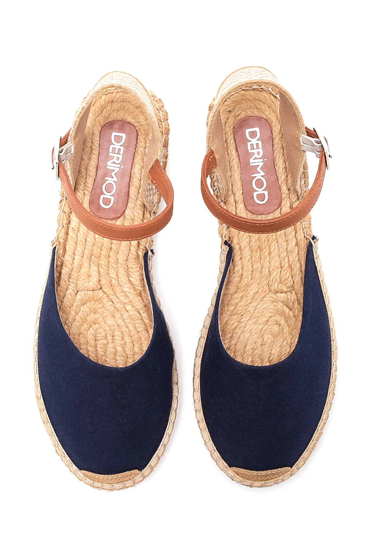 Kadın Lacivert Hasır Taban Espadril Sandalet - Image 7