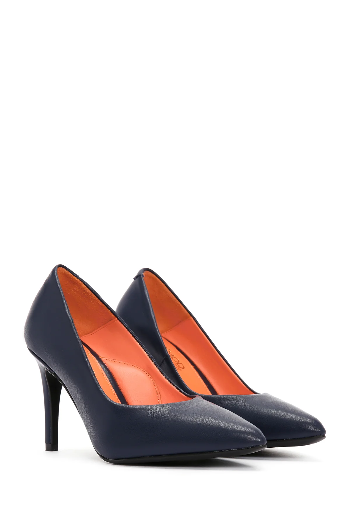 Kadın Lacivert İnce Topuklu Deri Stiletto - Image 4