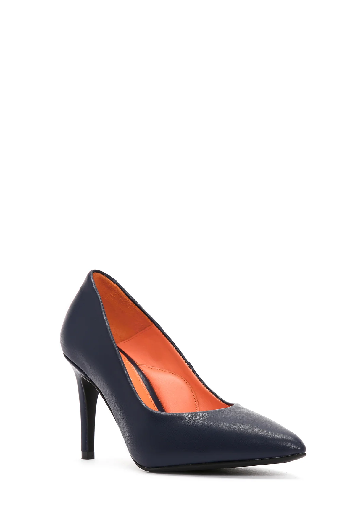 Kadın Lacivert İnce Topuklu Deri Stiletto - Image 7