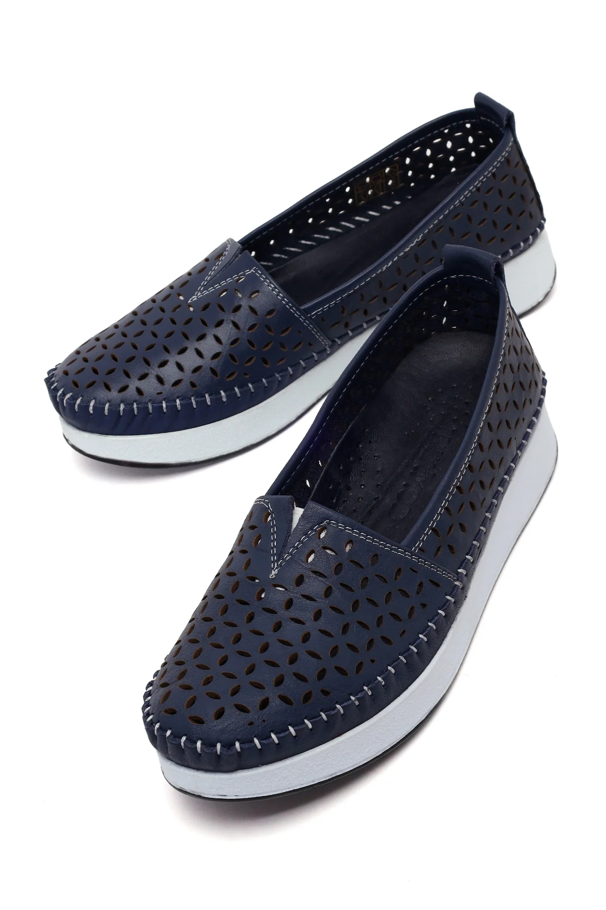 Kadın Lacivert Kalın Tabanlı Deri Konfor Loafer - Image 10