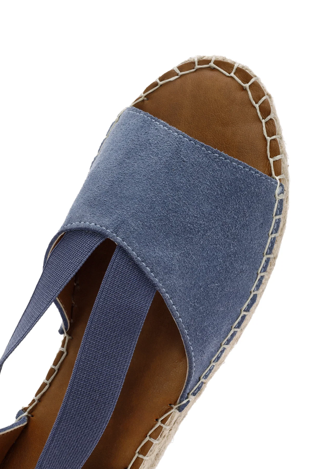 Kadın Lacivert Süet Deri Espadril Sandalet - Image 10