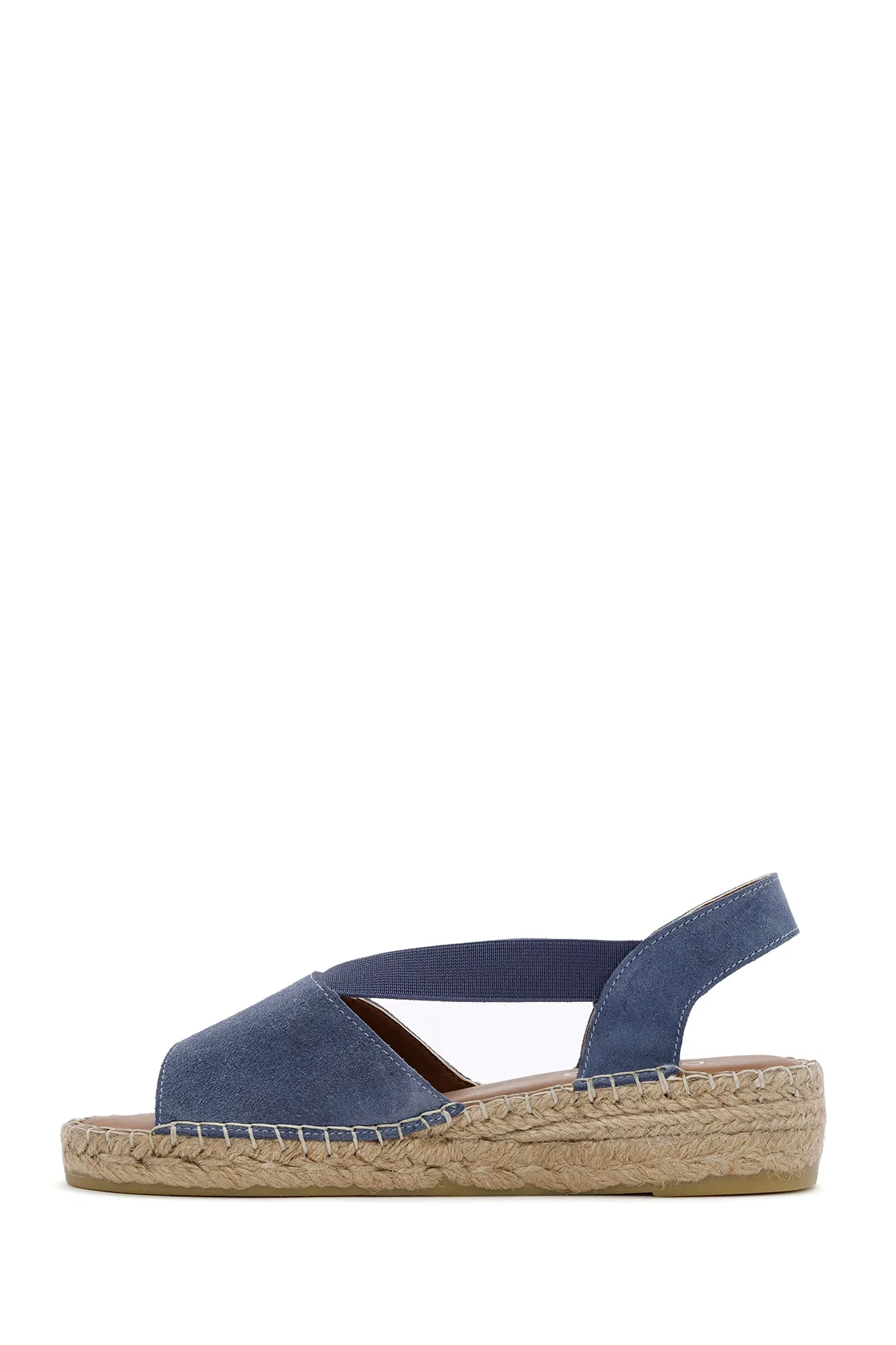 Kadın Lacivert Süet Deri Espadril Sandalet - Image 2