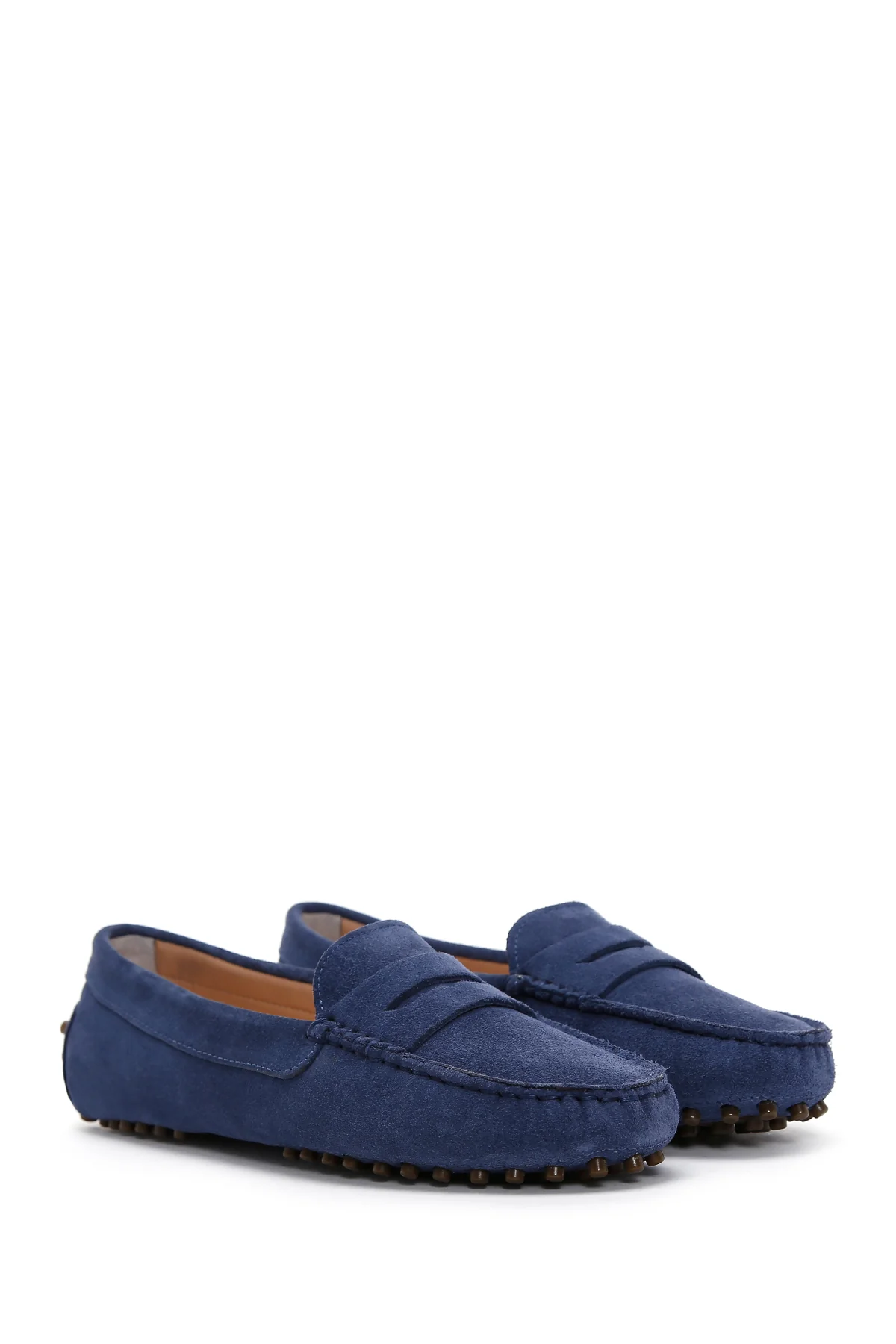 Kadın Lacivert Süet Deri Loafer - Image 3