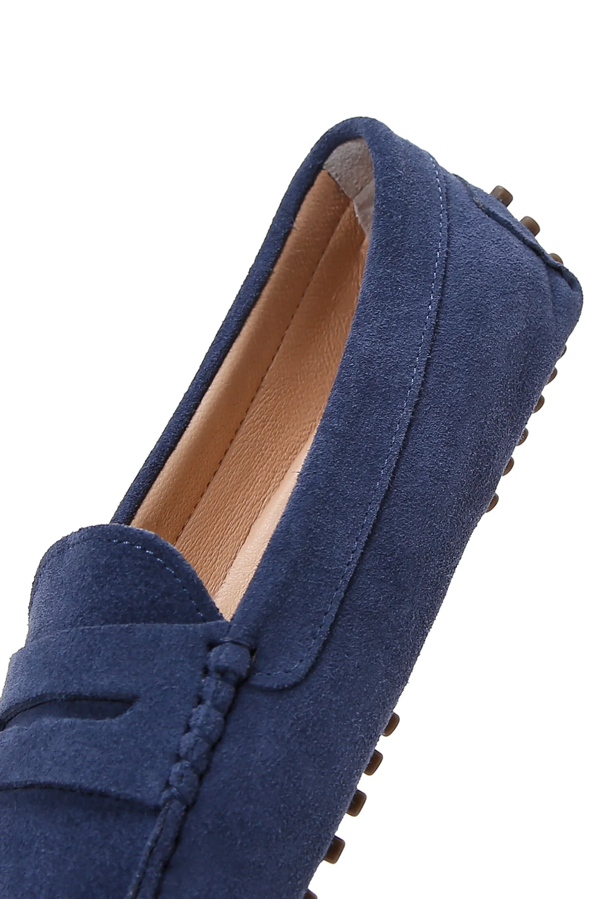 Kadın Lacivert Süet Deri Loafer - Image 7