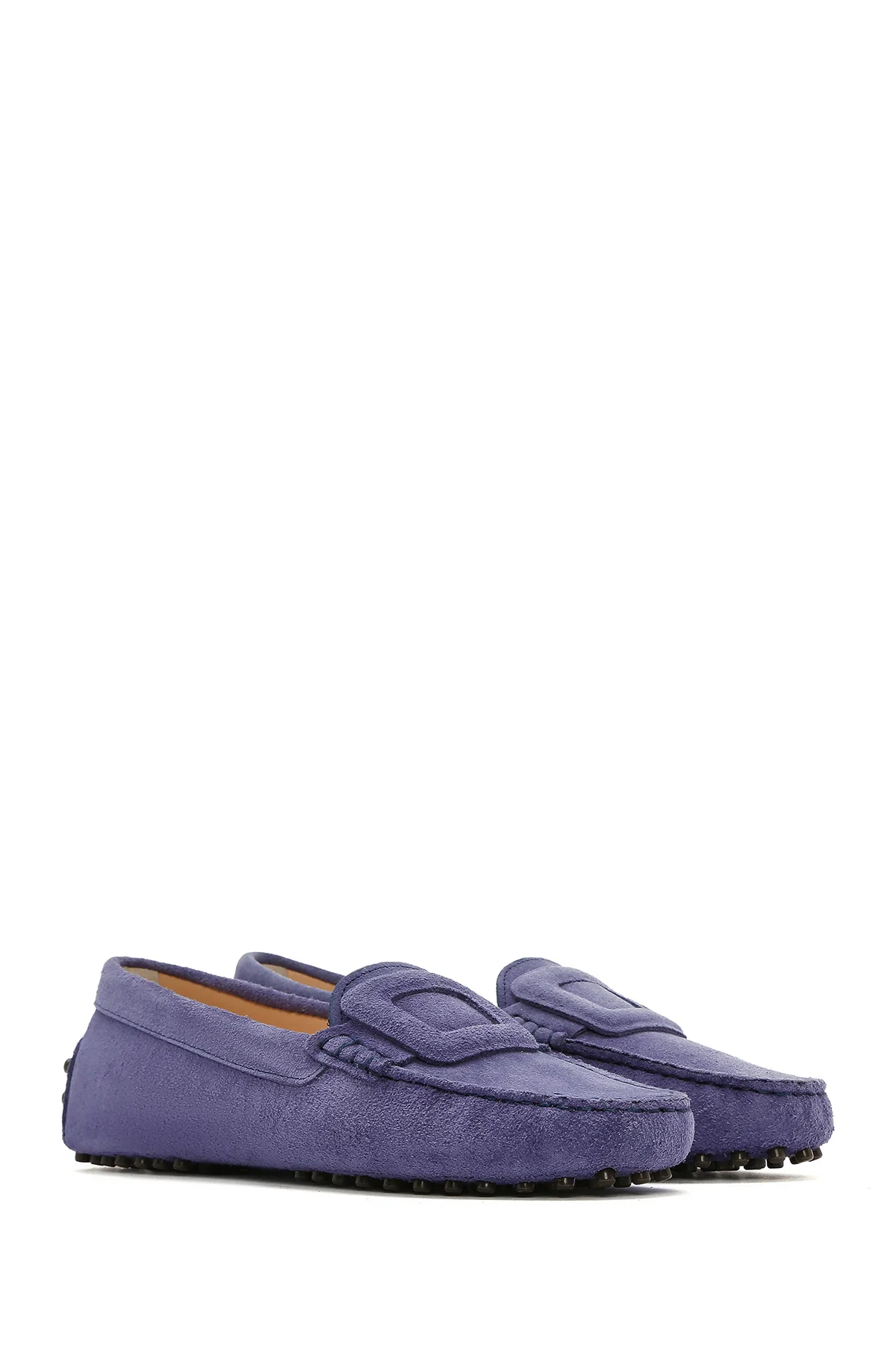 Kadın Lacivert Süet Deri Loafer - Image 3
