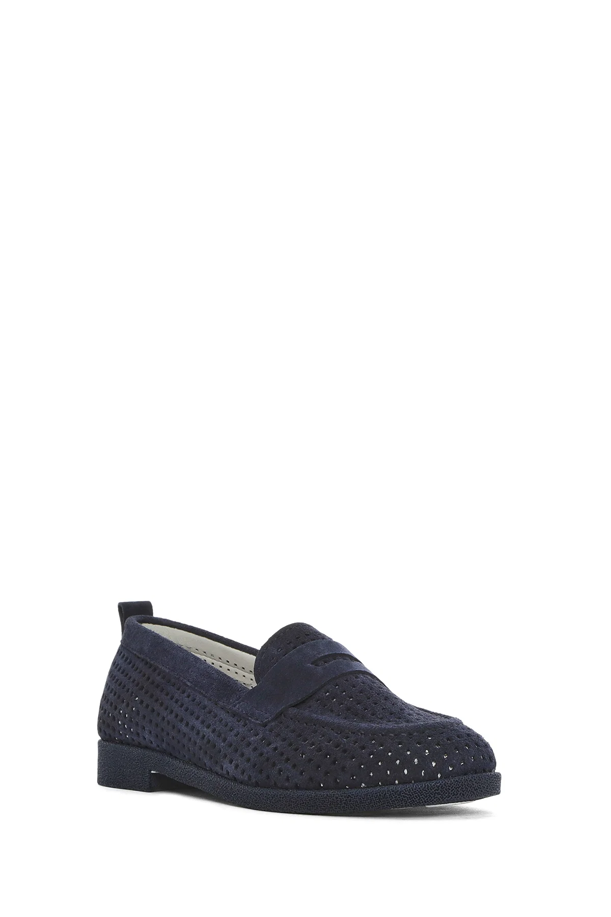 Kadın Lacivert Süet Deri Loafer - Image 6