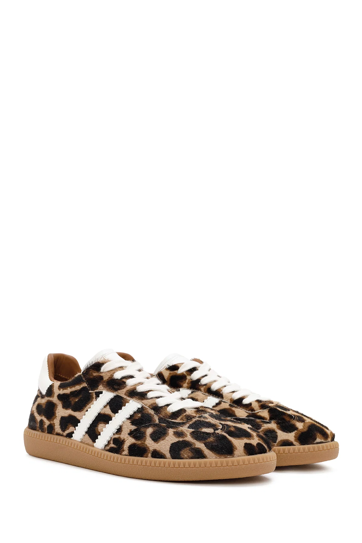 Kadın Leopar Bağcıklı Deri Sneaker - Image 3
