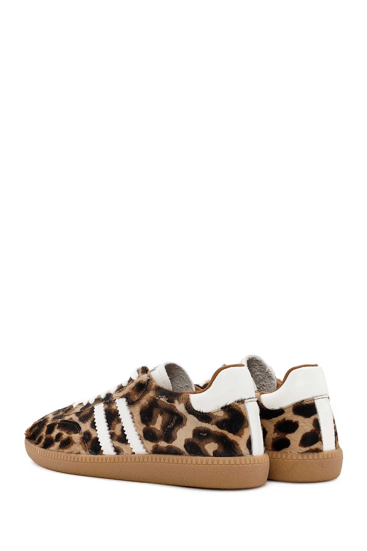 Kadın Leopar Bağcıklı Deri Sneaker - Image 5